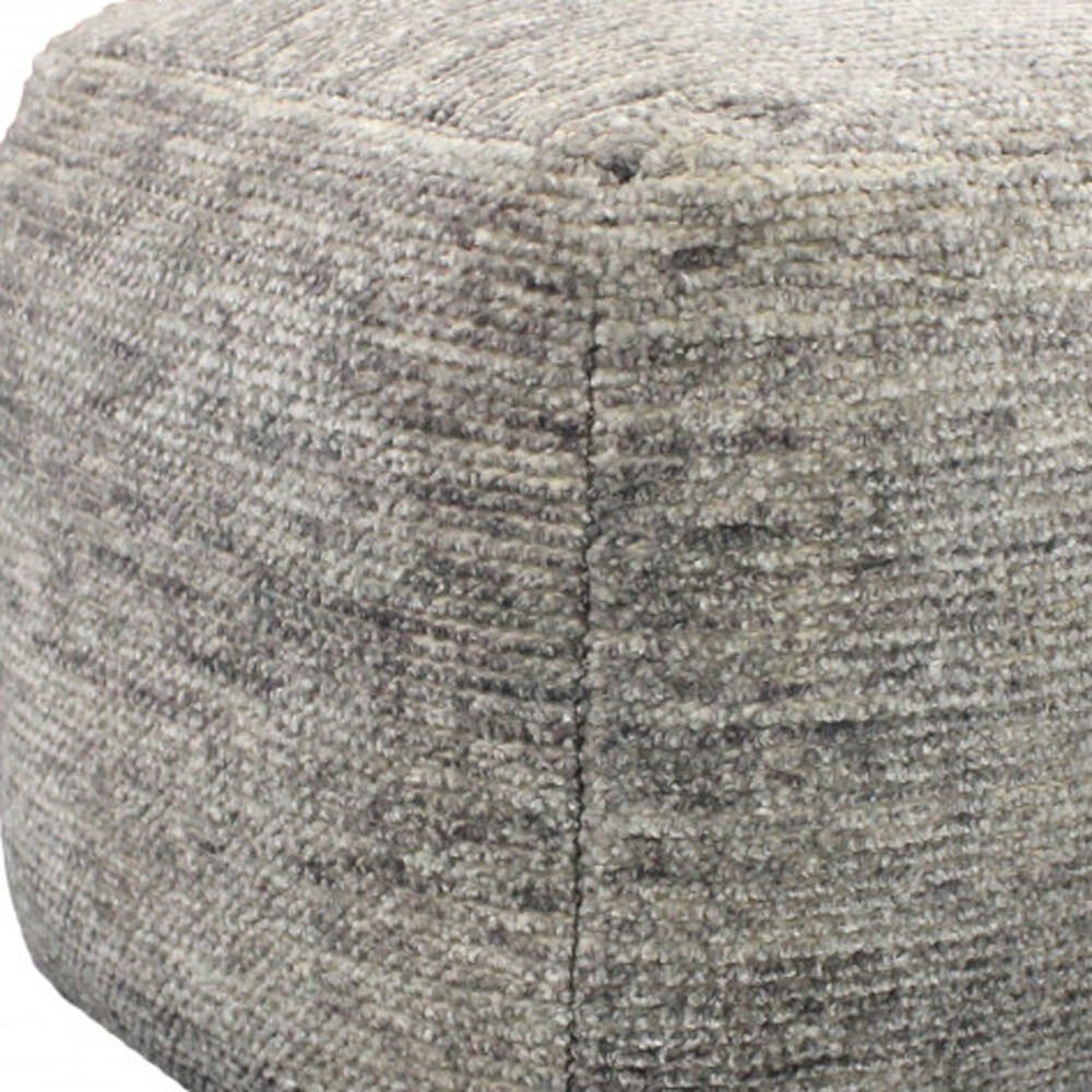18"" Gray Wool Cube Pouf Ottoman