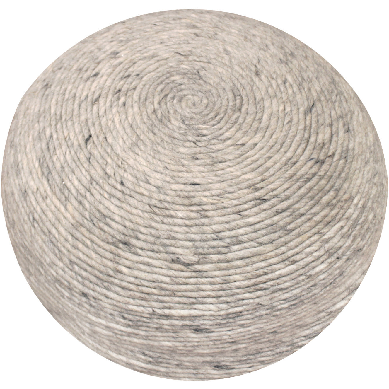 20"" Gray Wool Round Ribbed Pouf Ottoman