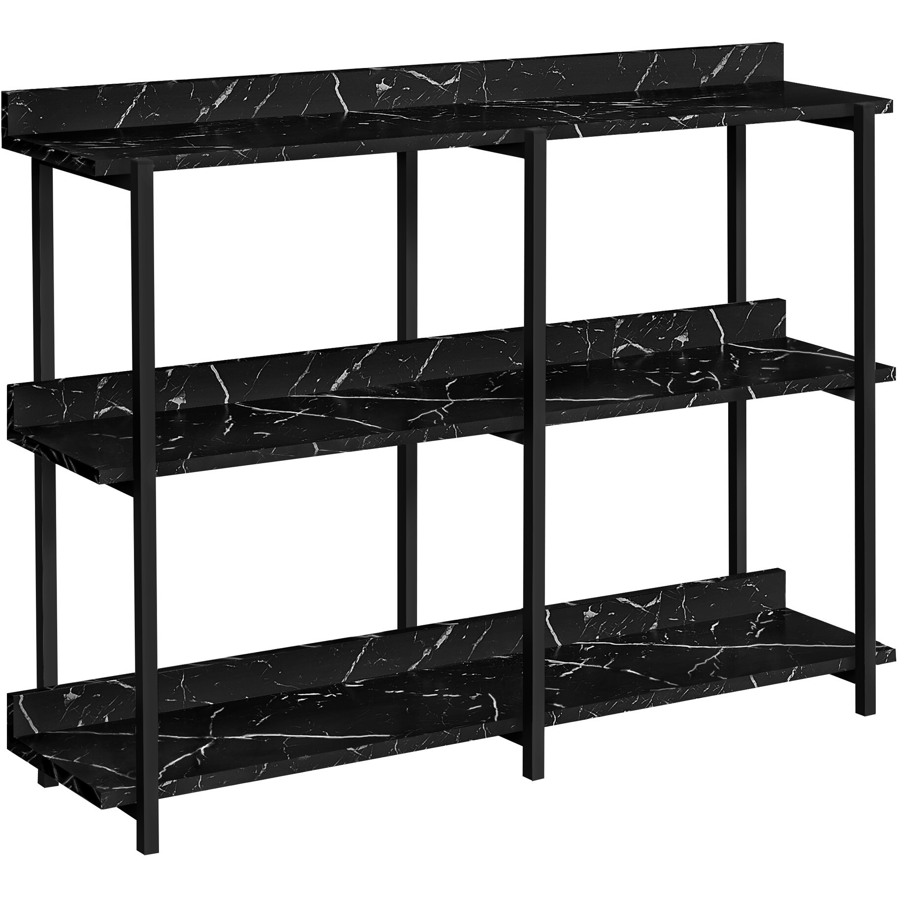 34"" Black End Table With Three Shelves