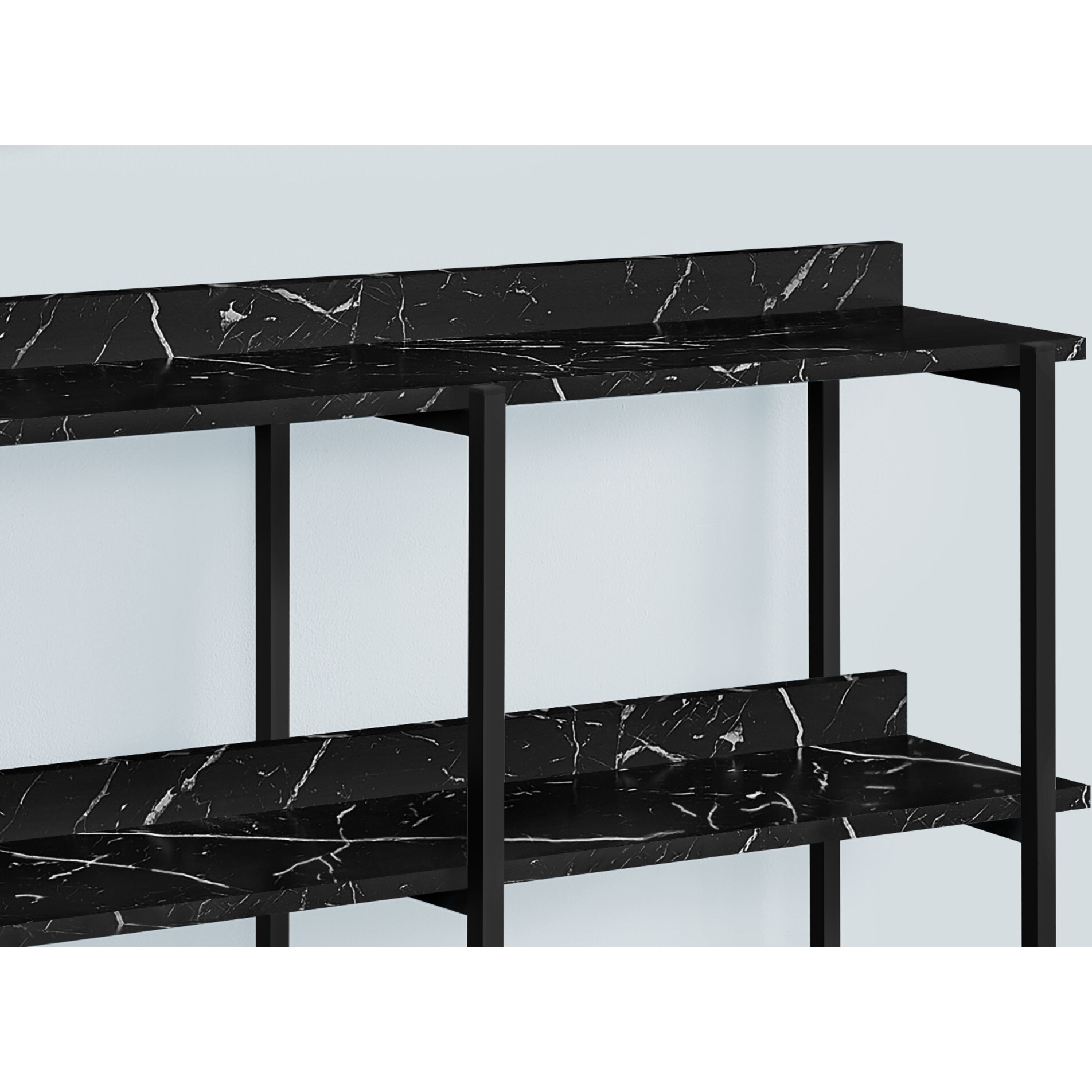 34"" Black End Table With Three Shelves