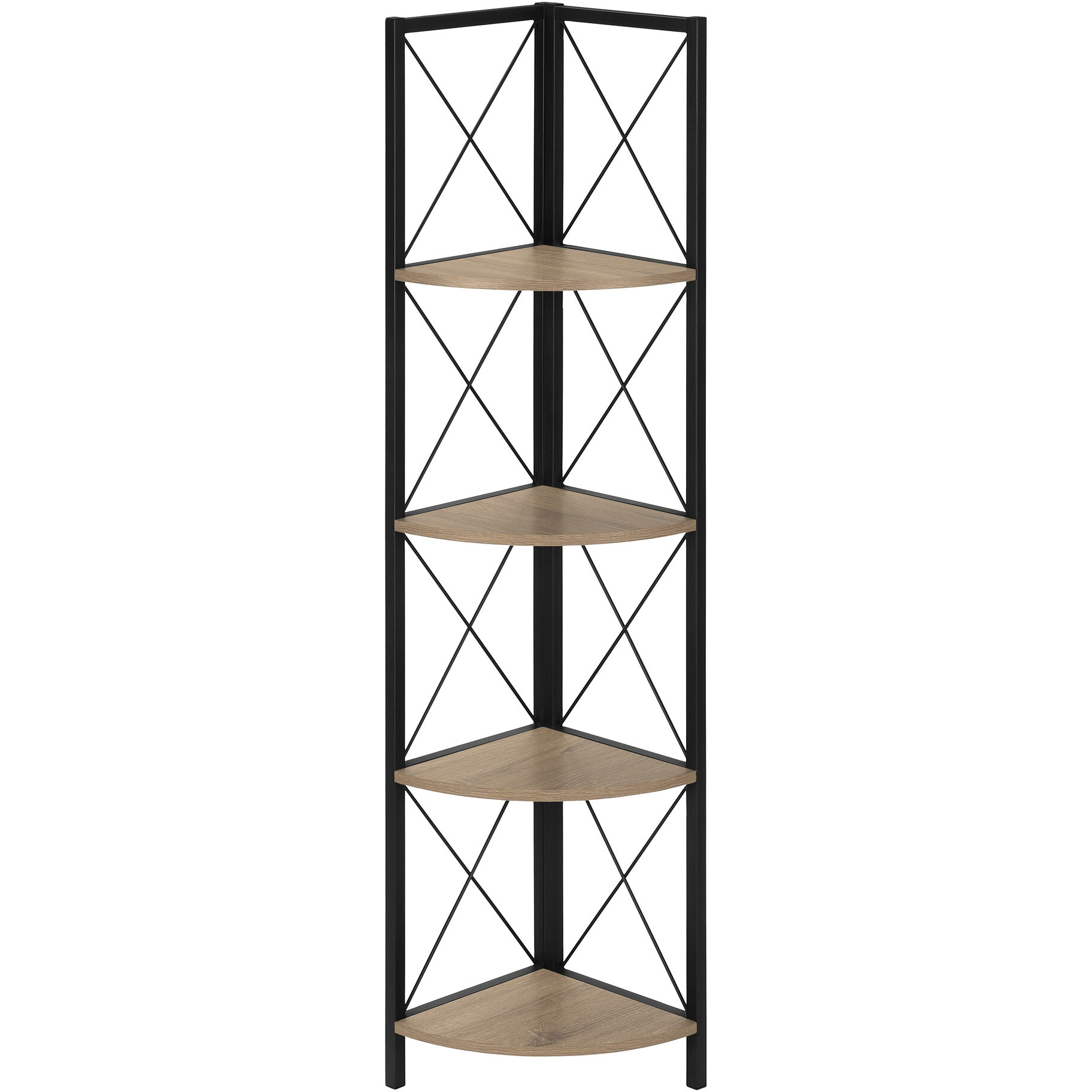 59"" Taupe Metal Corner Bookcase
