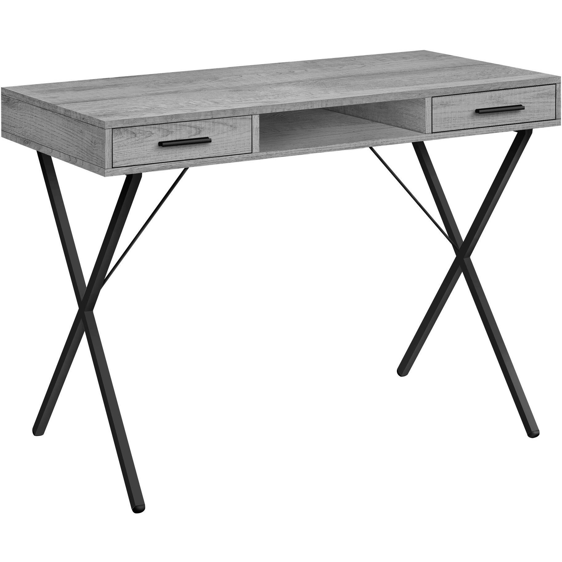 42"" Gray And Black Computer Desk With Two Drawers