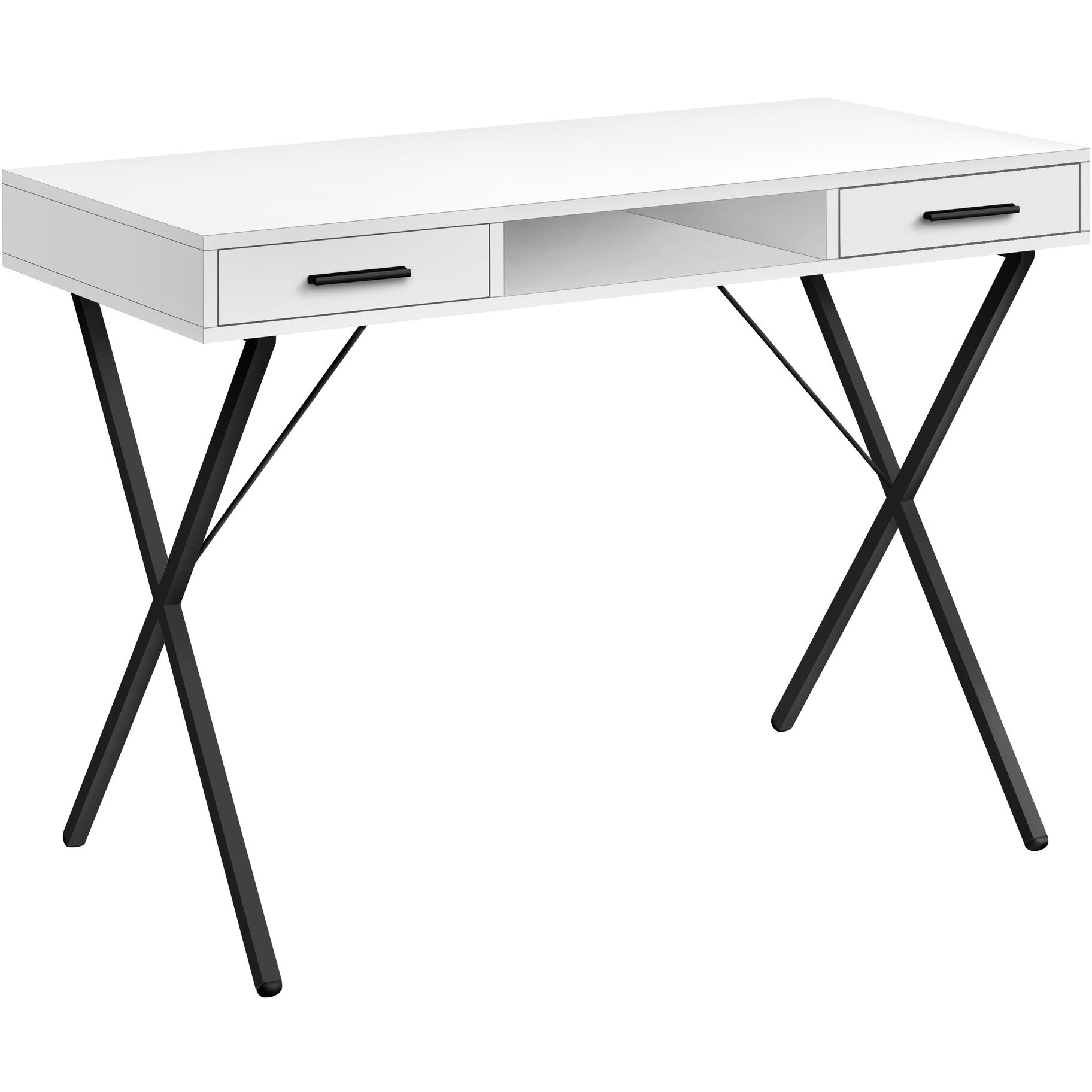 42"" White And Black Computer Desk With Two Drawers