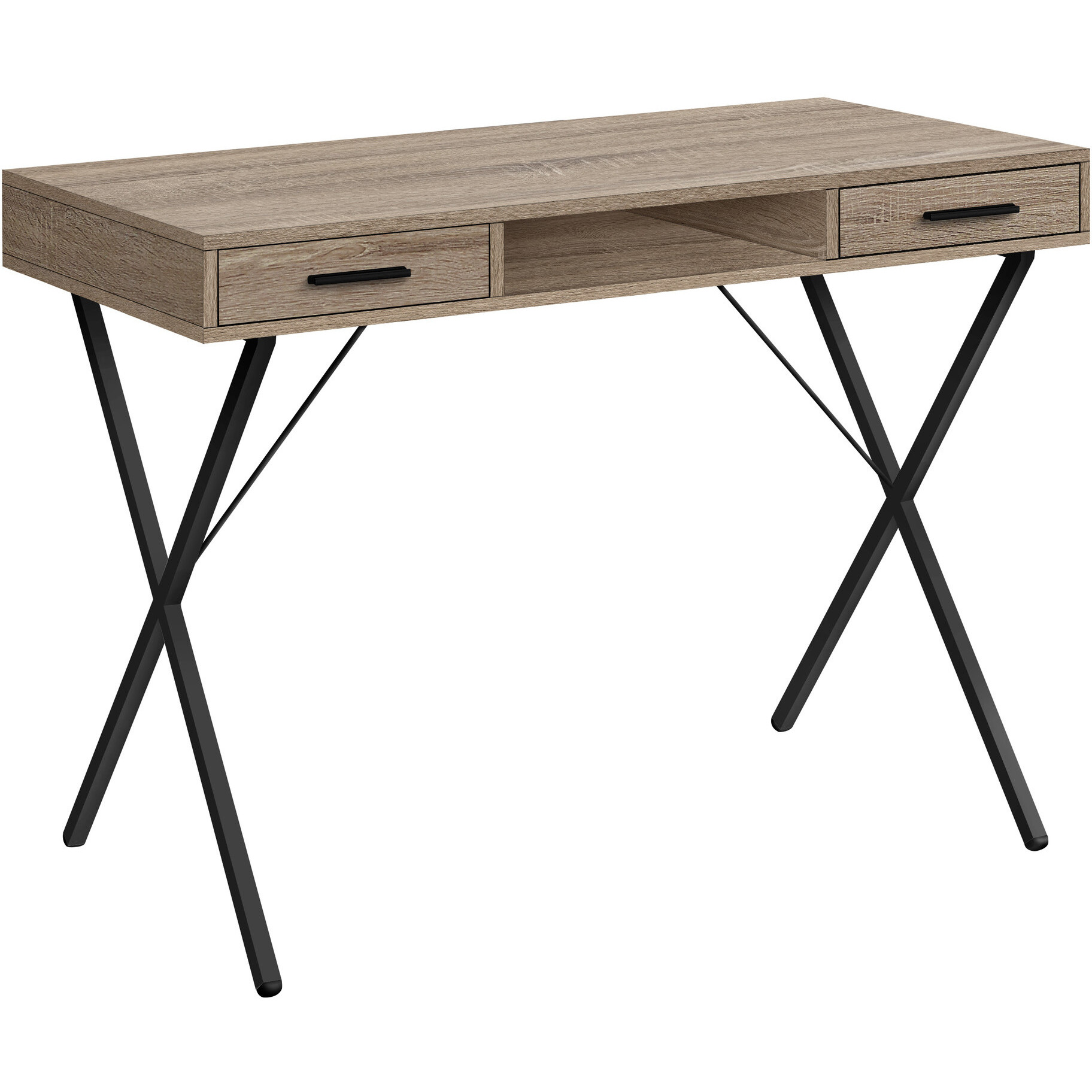 42"" Taupe And Black Computer Desk With Two Drawers