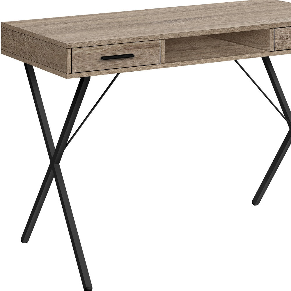 42"" Taupe And Black Computer Desk With Two Drawers
