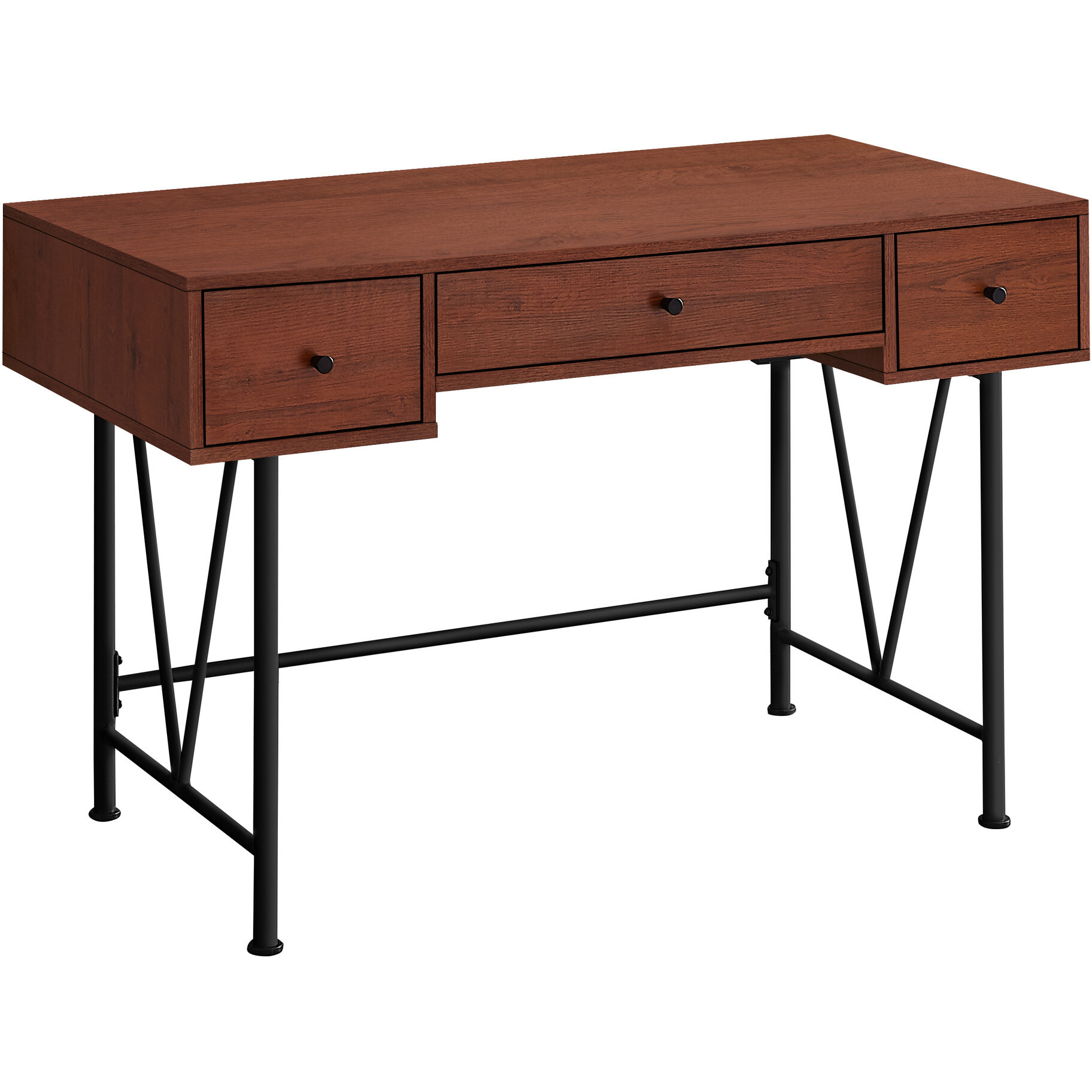 47"" Brown And Black Computer Desk With Three Drawers