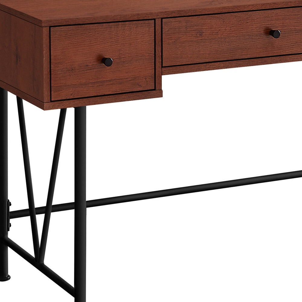 47"" Brown And Black Computer Desk With Three Drawers