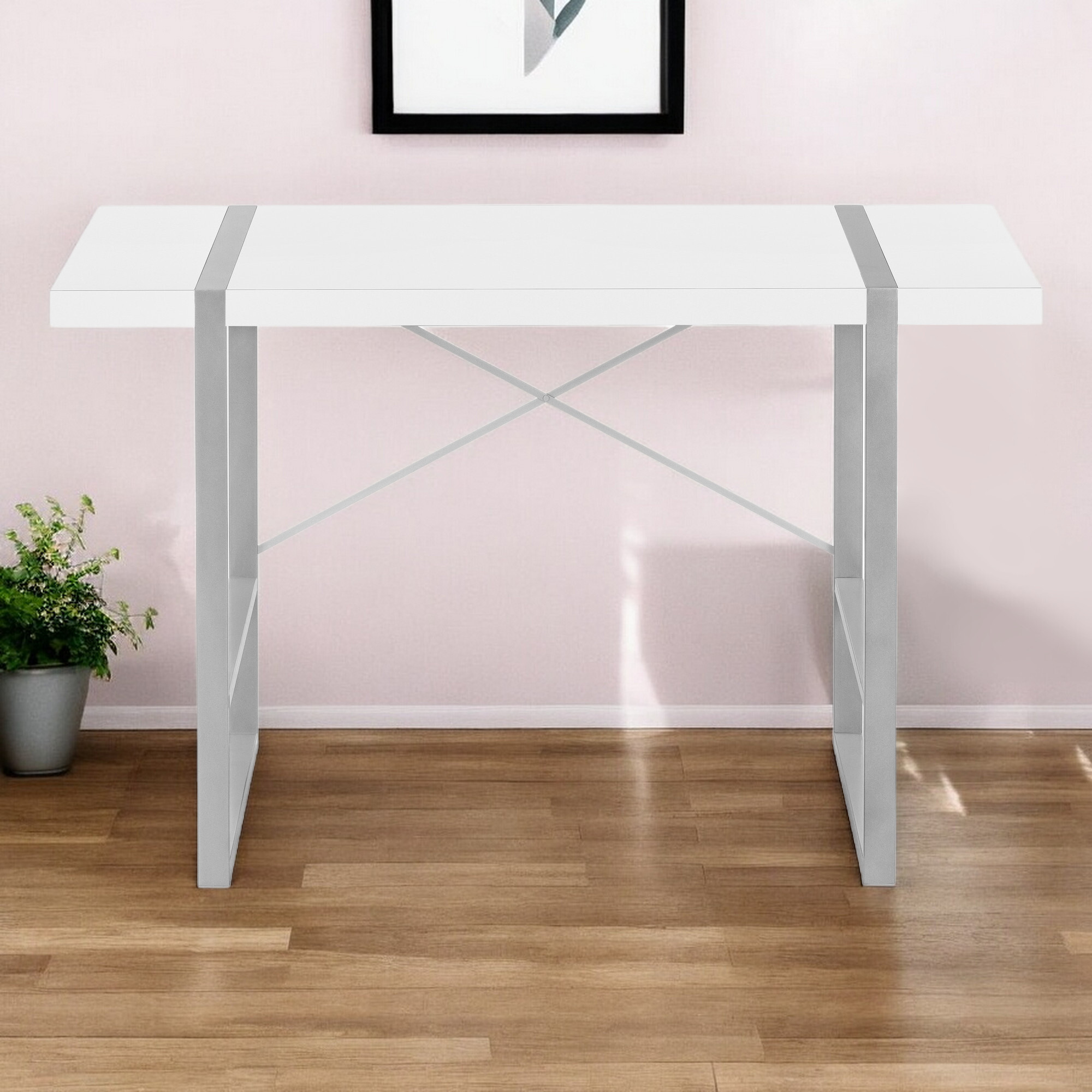 49"" White And Gray Computer Desk