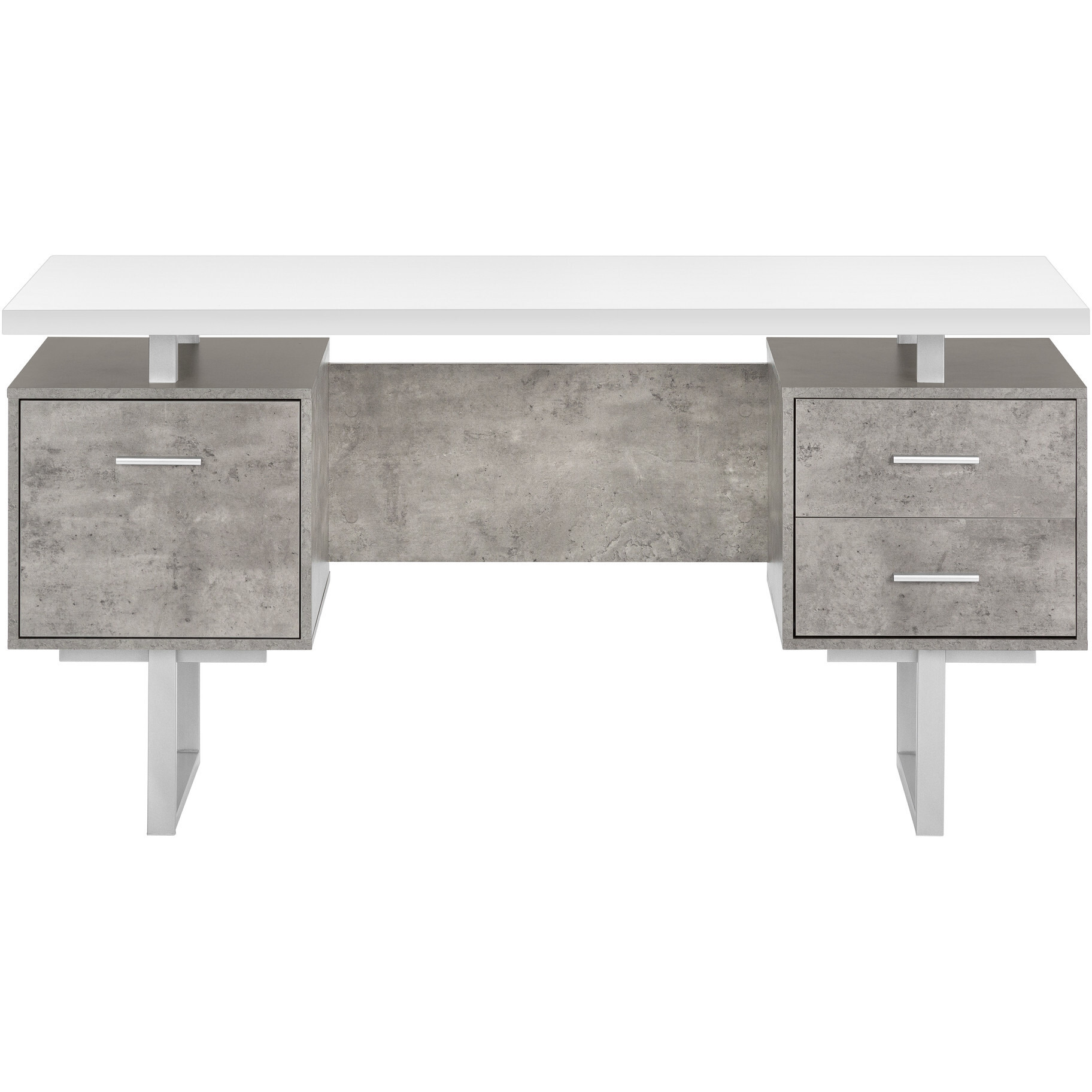 60"" White And Gray Computer Desk
