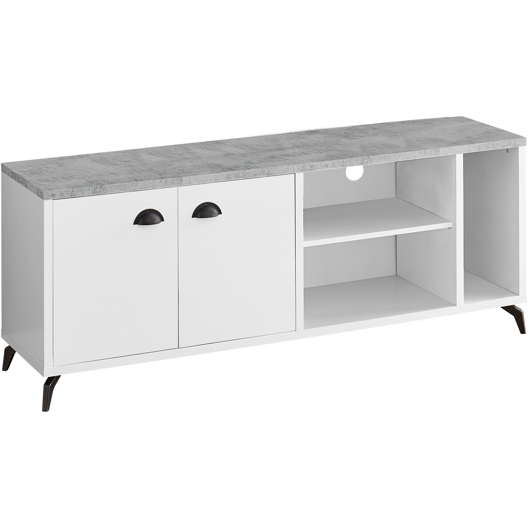 60"" White Cabinet Enclosed Storage Tv Stand