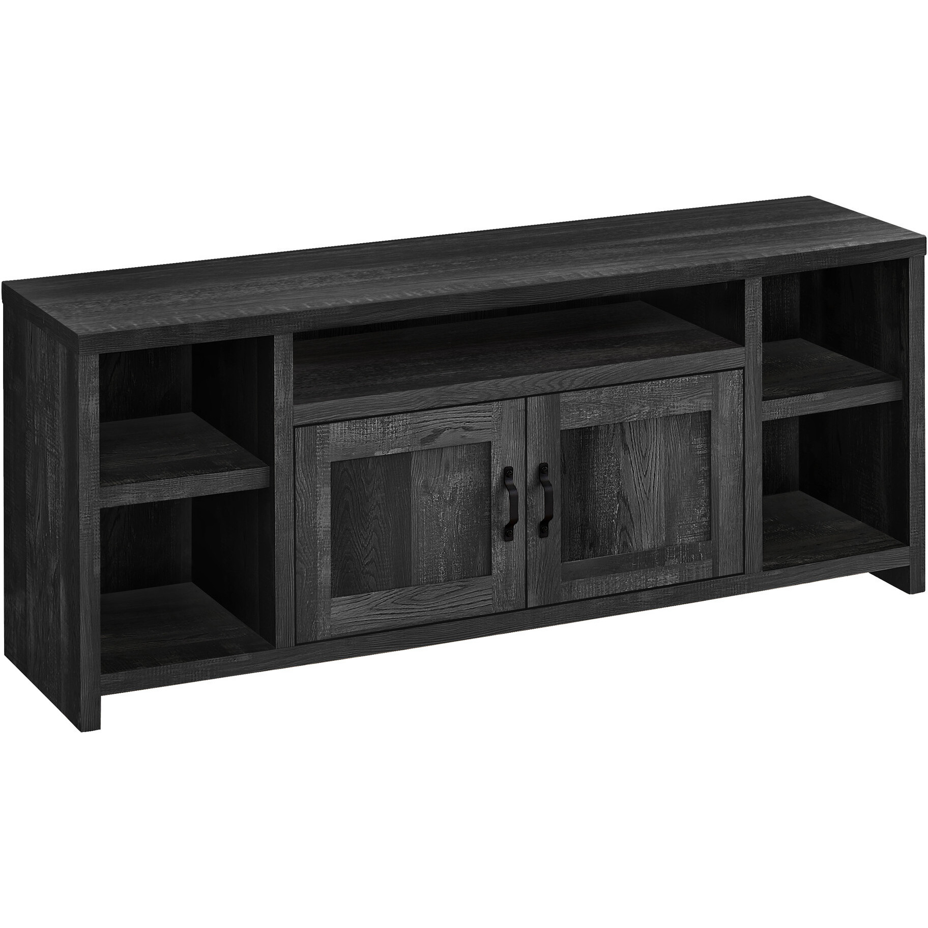 59"" Black Cabinet Enclosed Storage Tv Stand