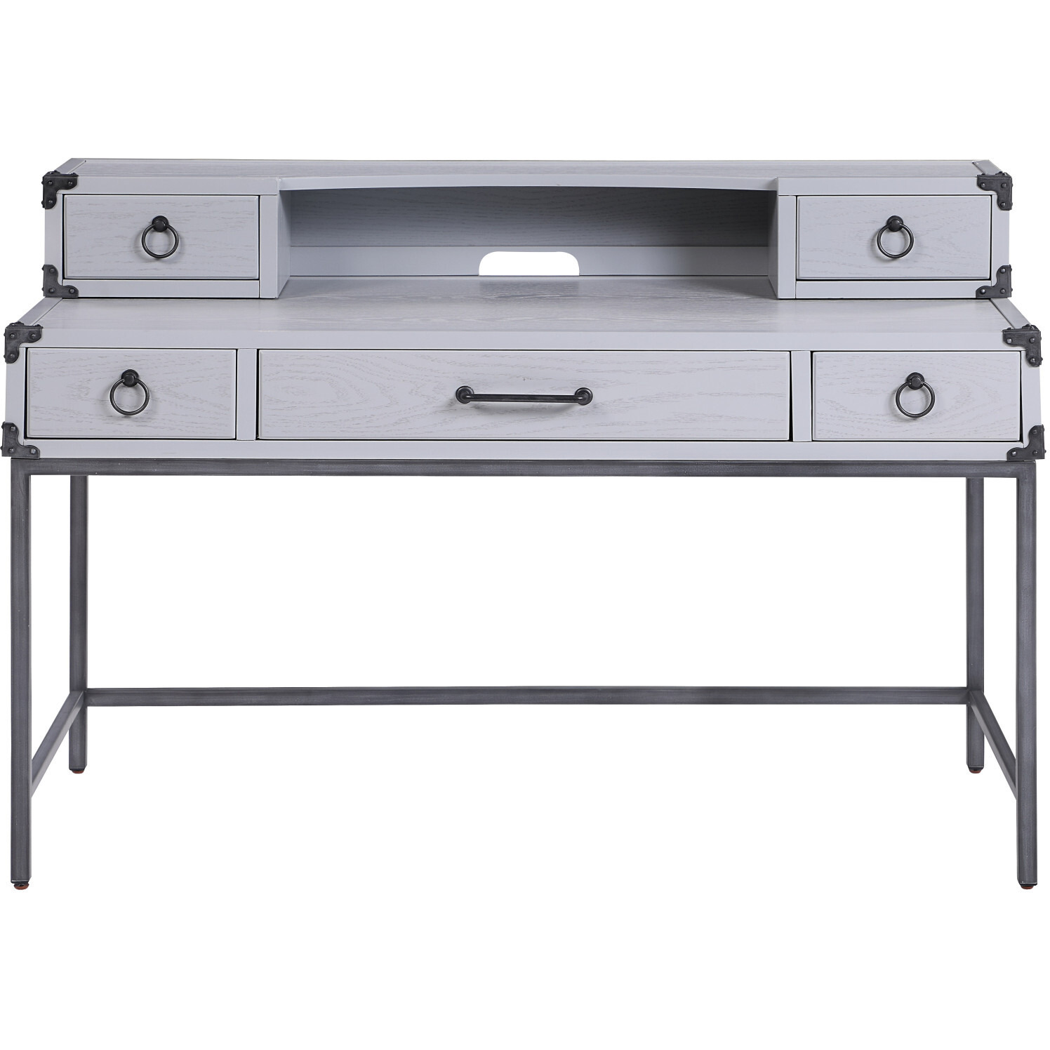 54"" Gray Wood Writing Desk With Five Drawers
