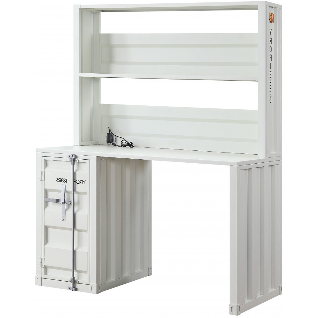 47"" White Metal Writing Desk