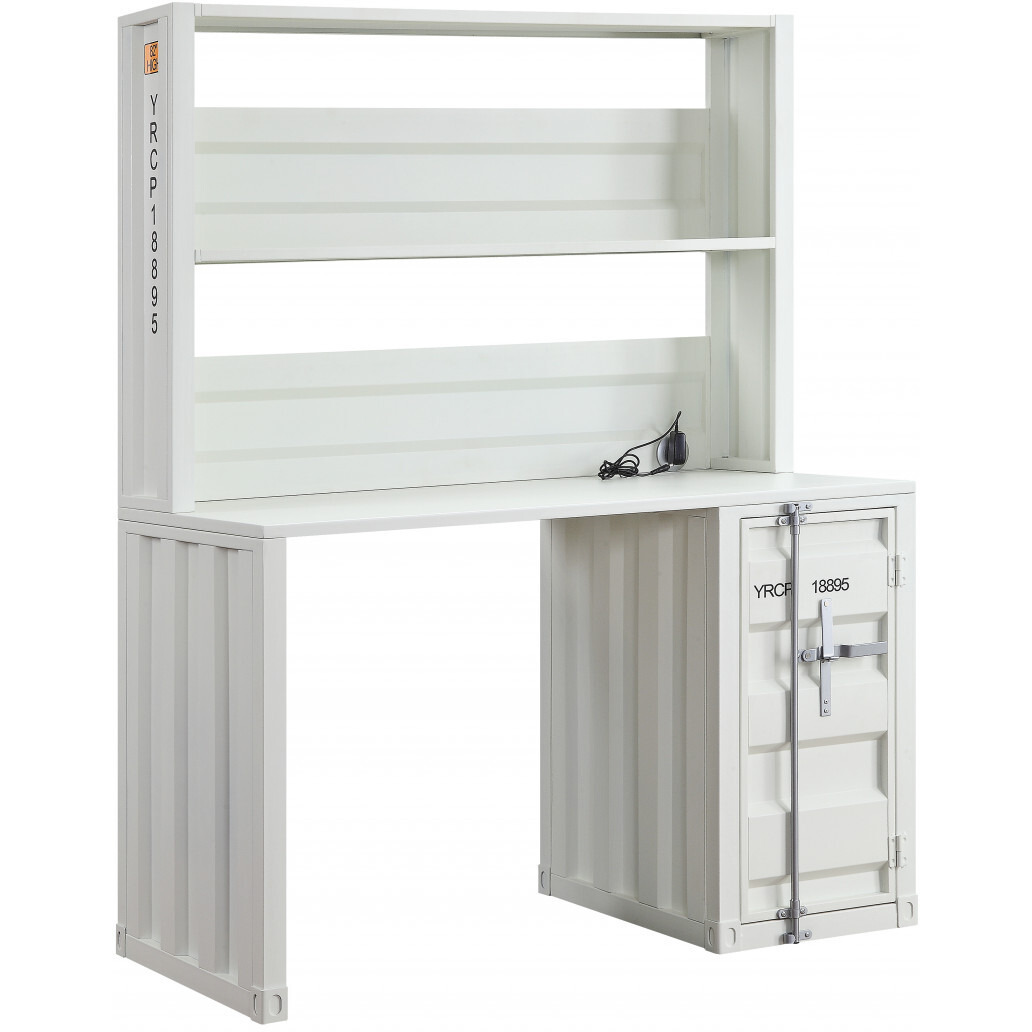 47"" White Metal Writing Desk