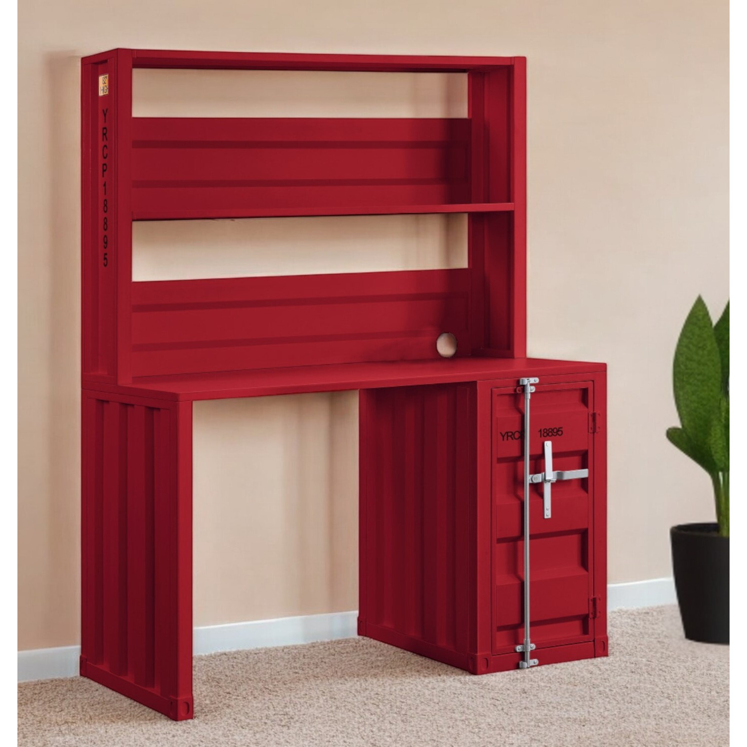 47"" Red Iron Writing Desk