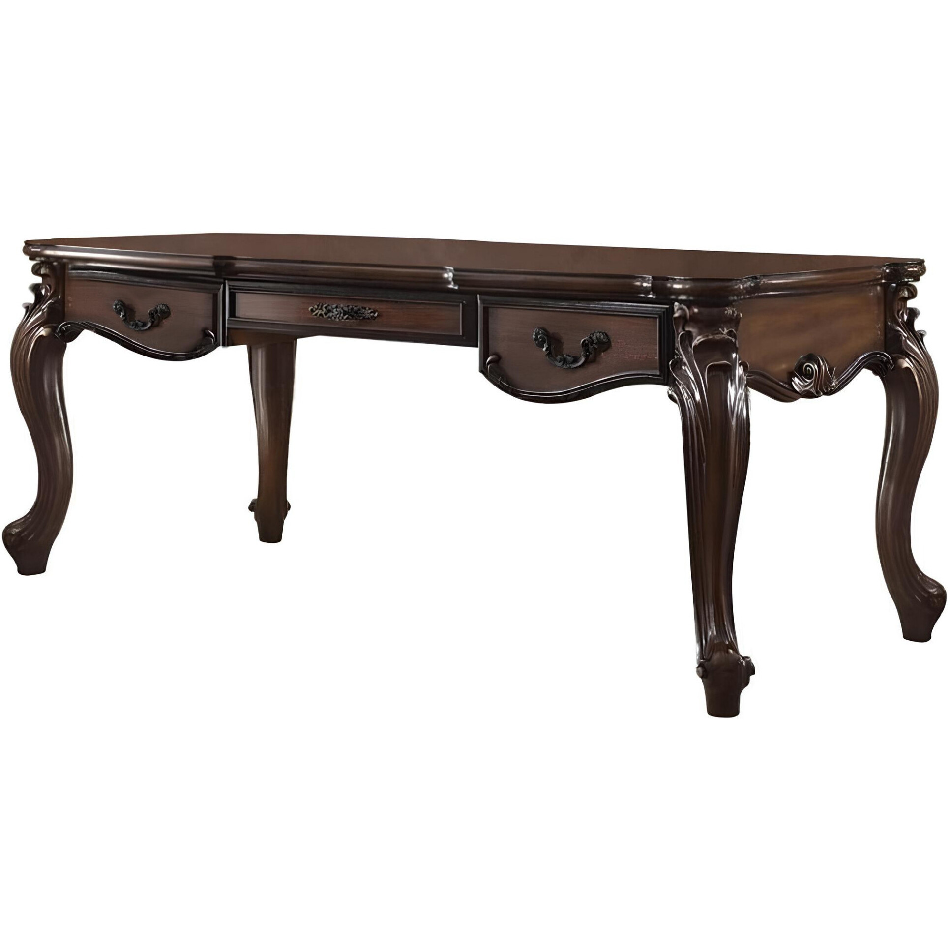 72"" Dark Brown Wood Executive Desk With Three Drawers