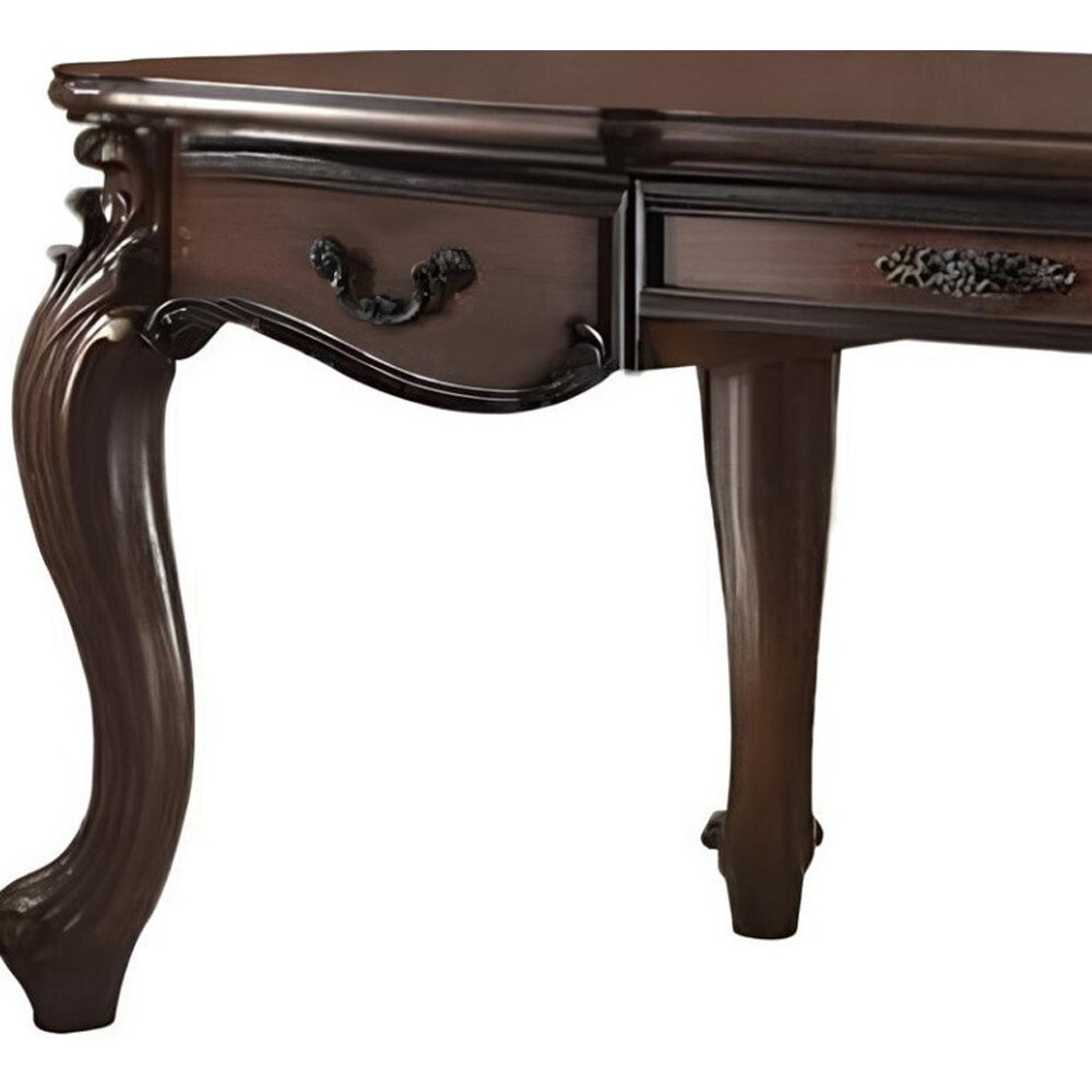 72"" Dark Brown Wood Executive Desk With Three Drawers