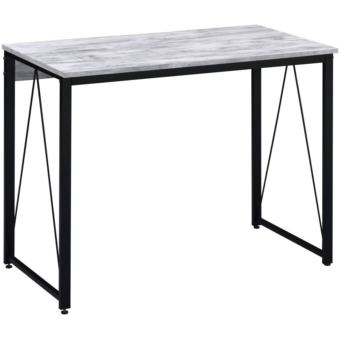 35"" Antiqued White And Black Writing Desk