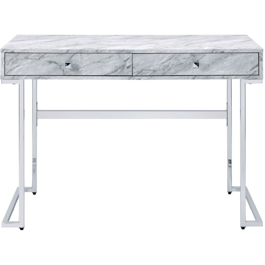 42"" White Writing Desk With Two Drawers