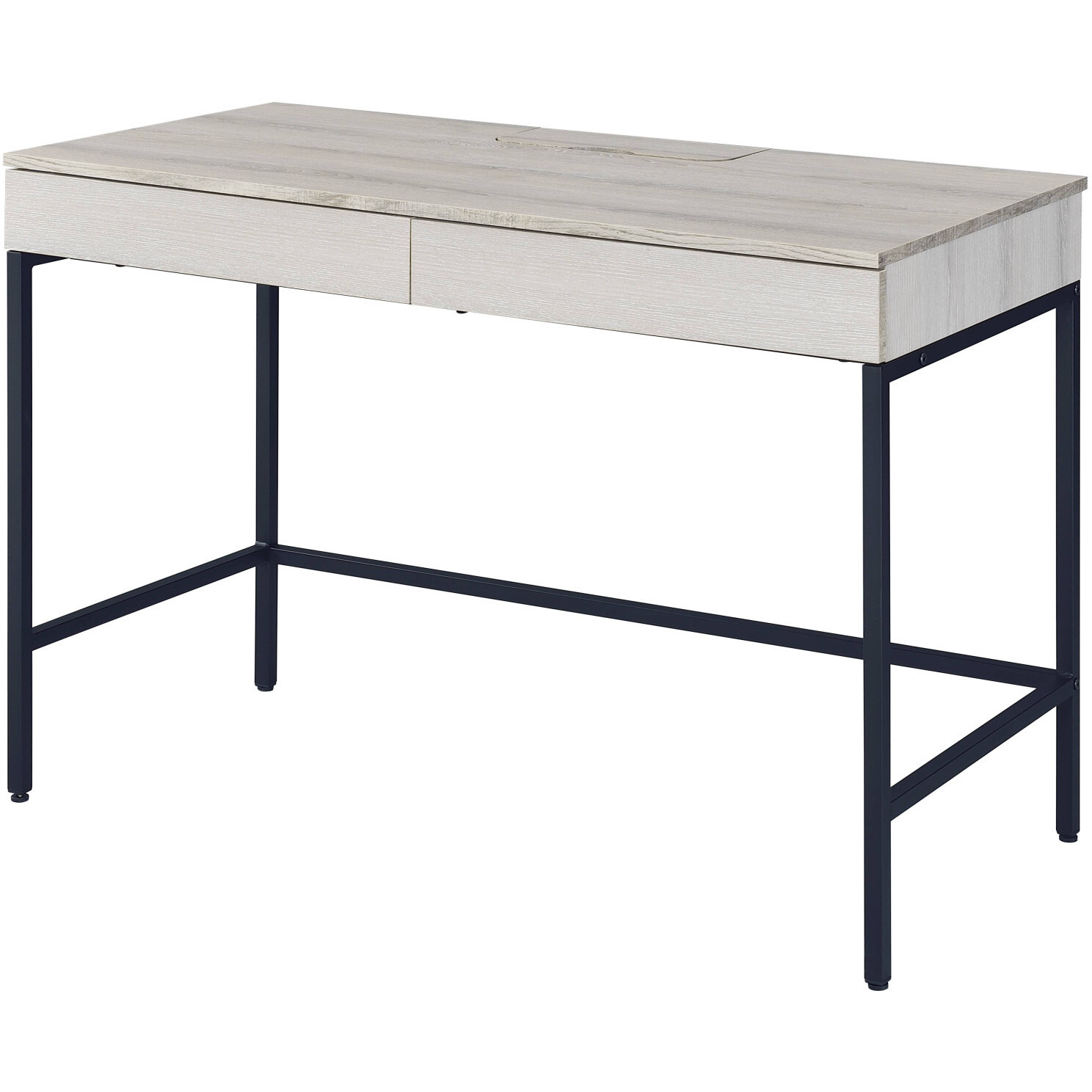 42"" Natural And Black Writing Desk With Two Drawers