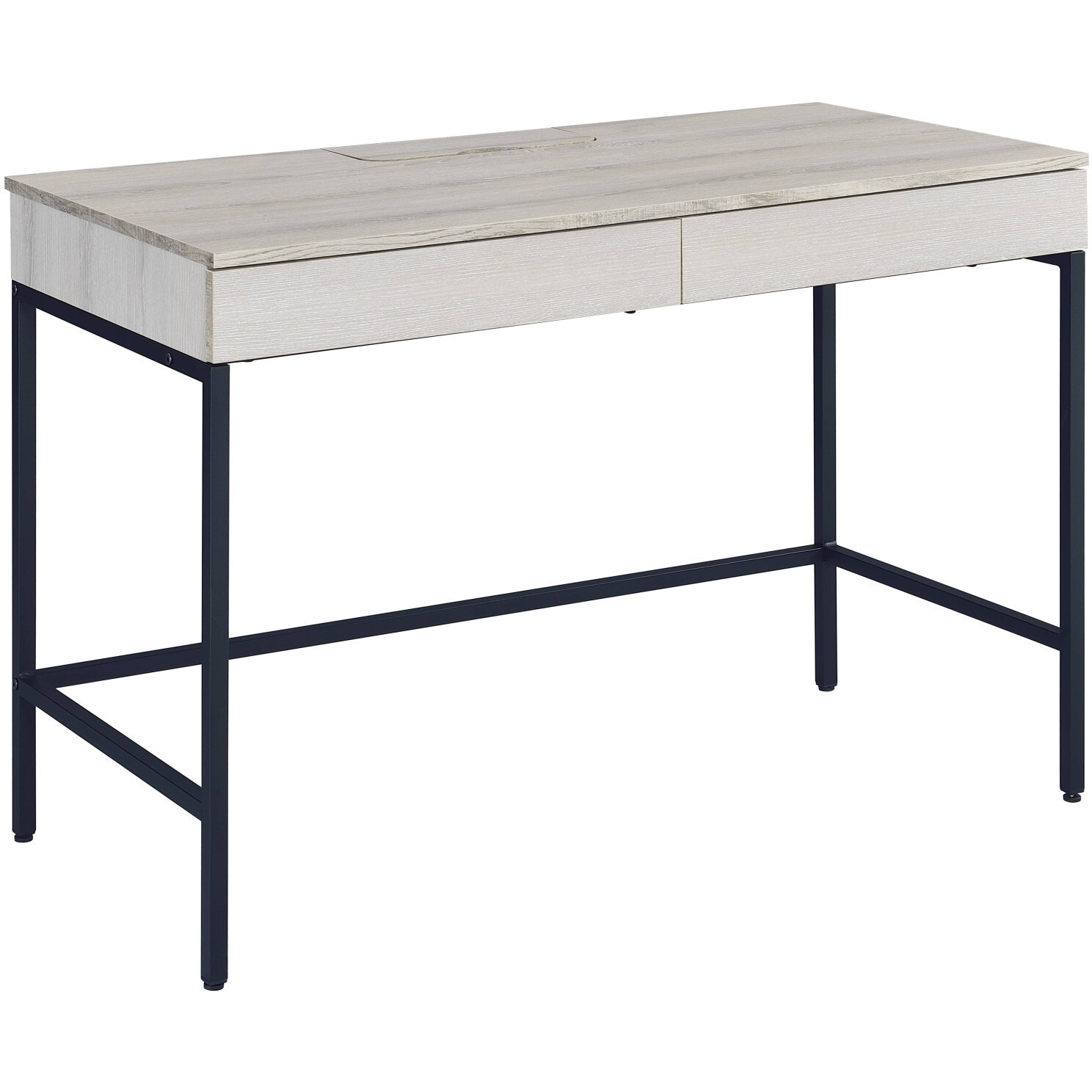 42"" Natural And Black Writing Desk With Two Drawers