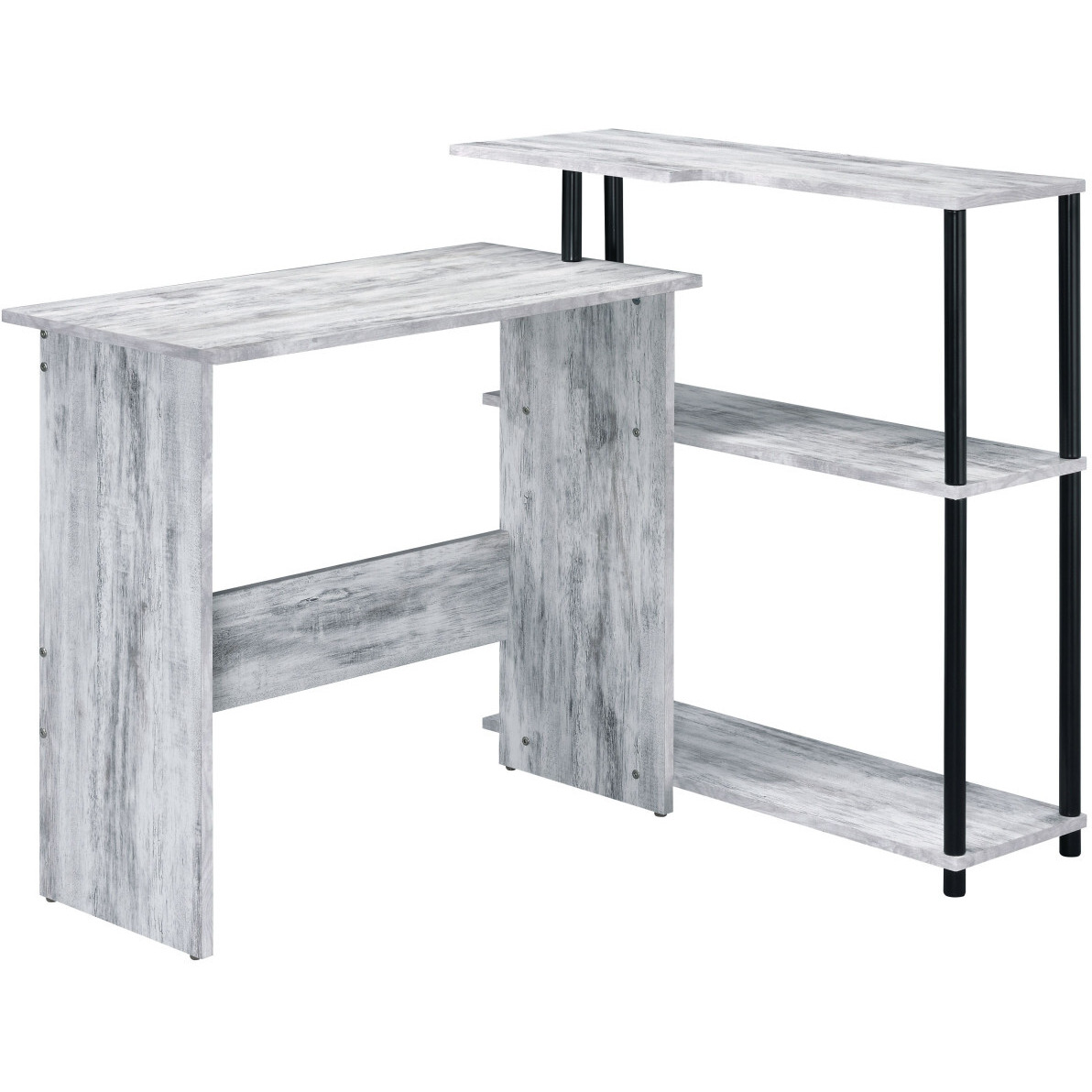 39"" Antiqued White L Shape Writing Desk
