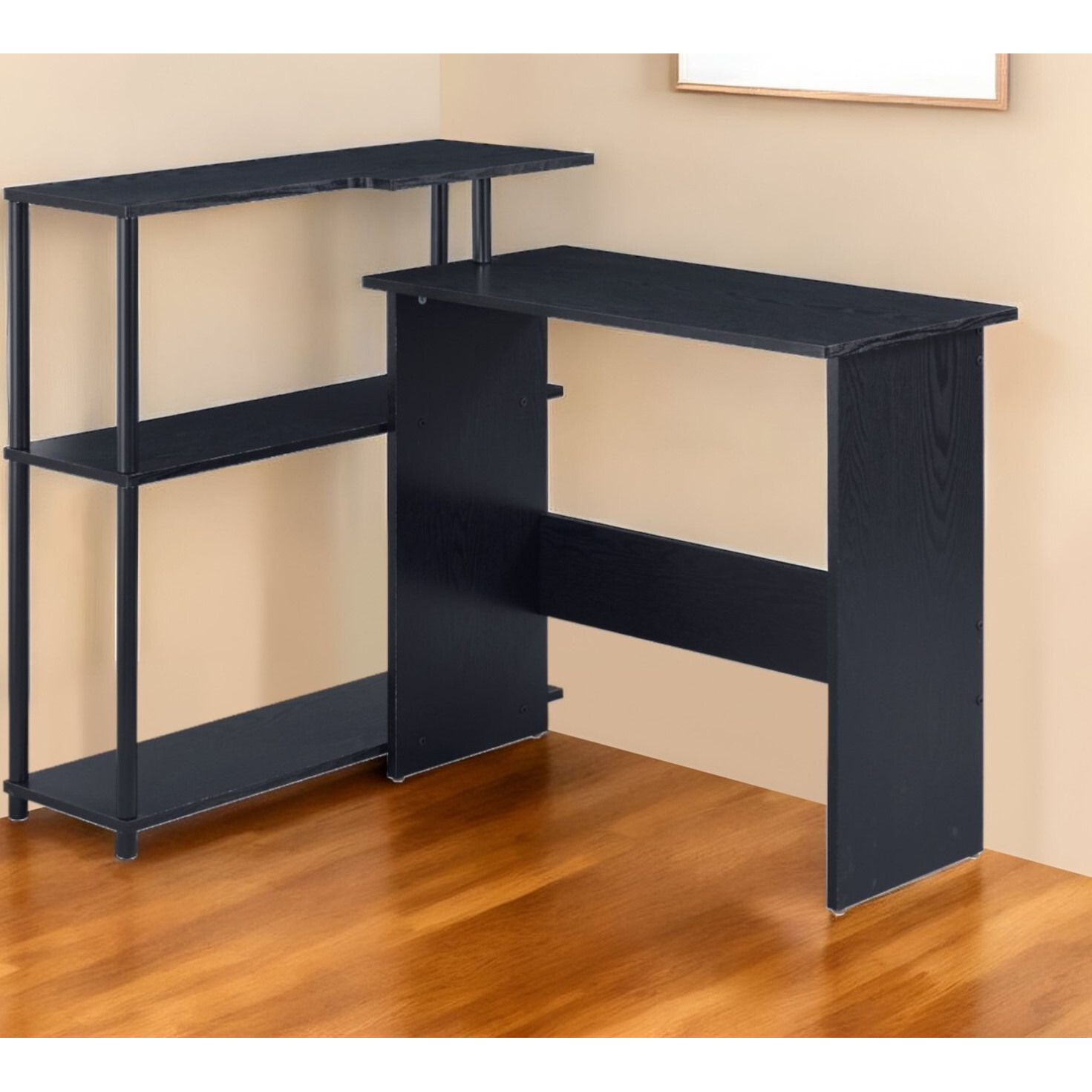 39"" Black L Shape Writing Desk