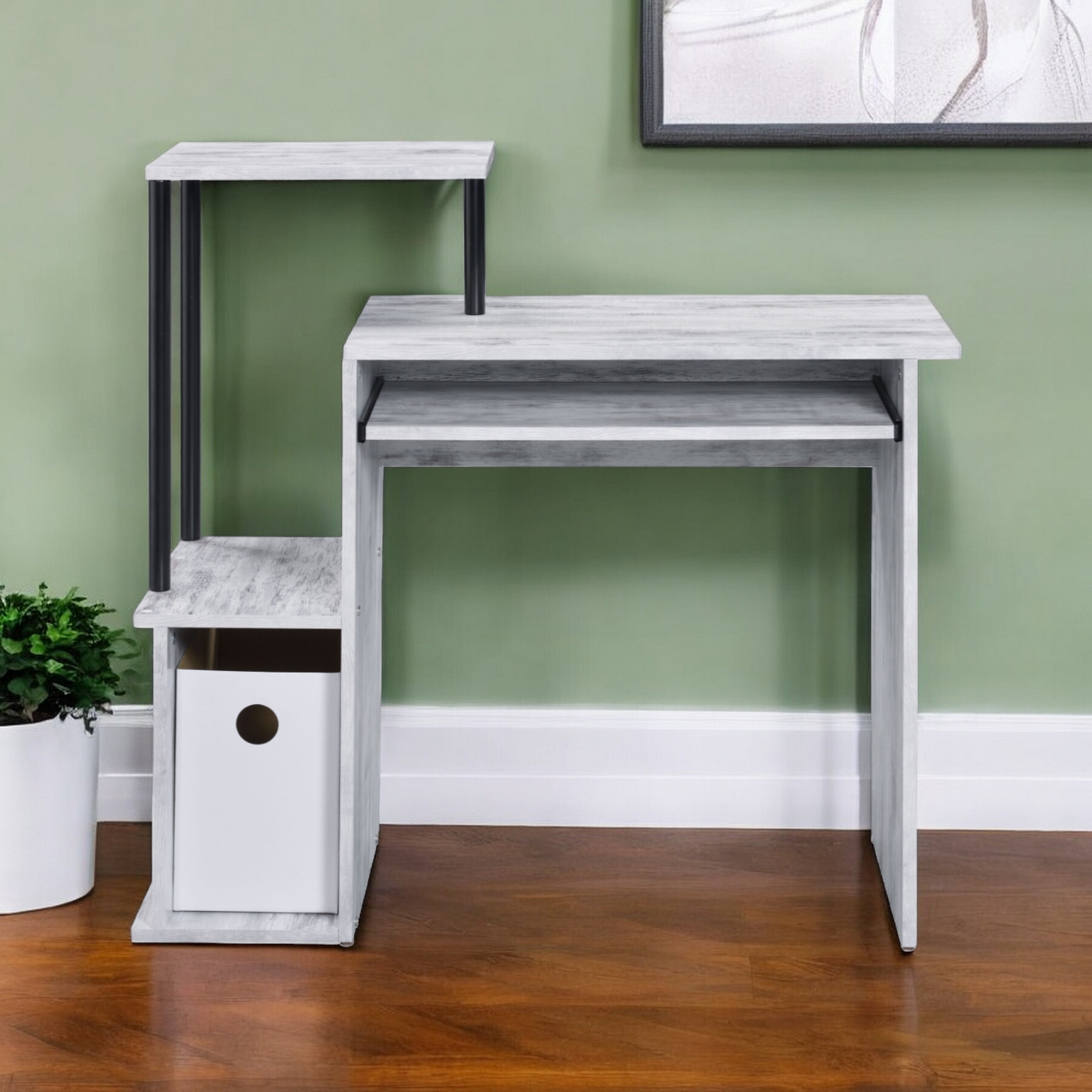 37"" Antiqued White Computer Desk