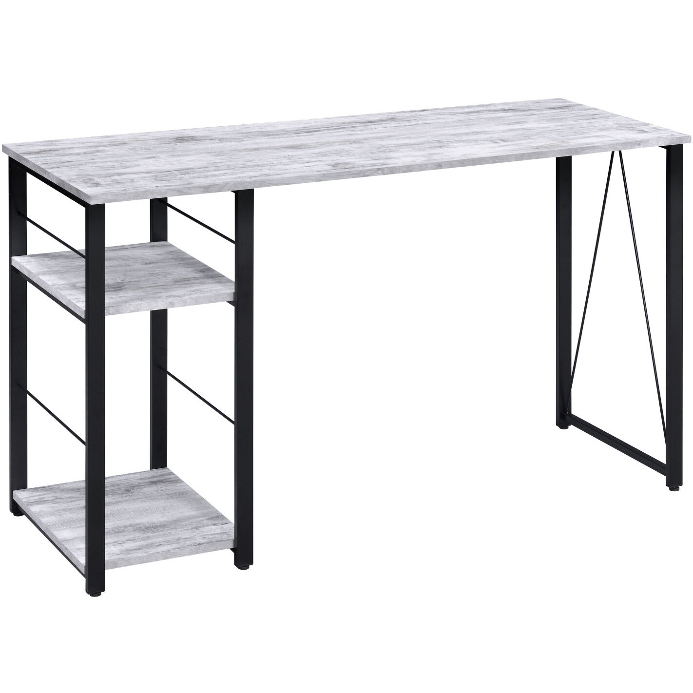 47"" Antiqued White And Black Writing Desk
