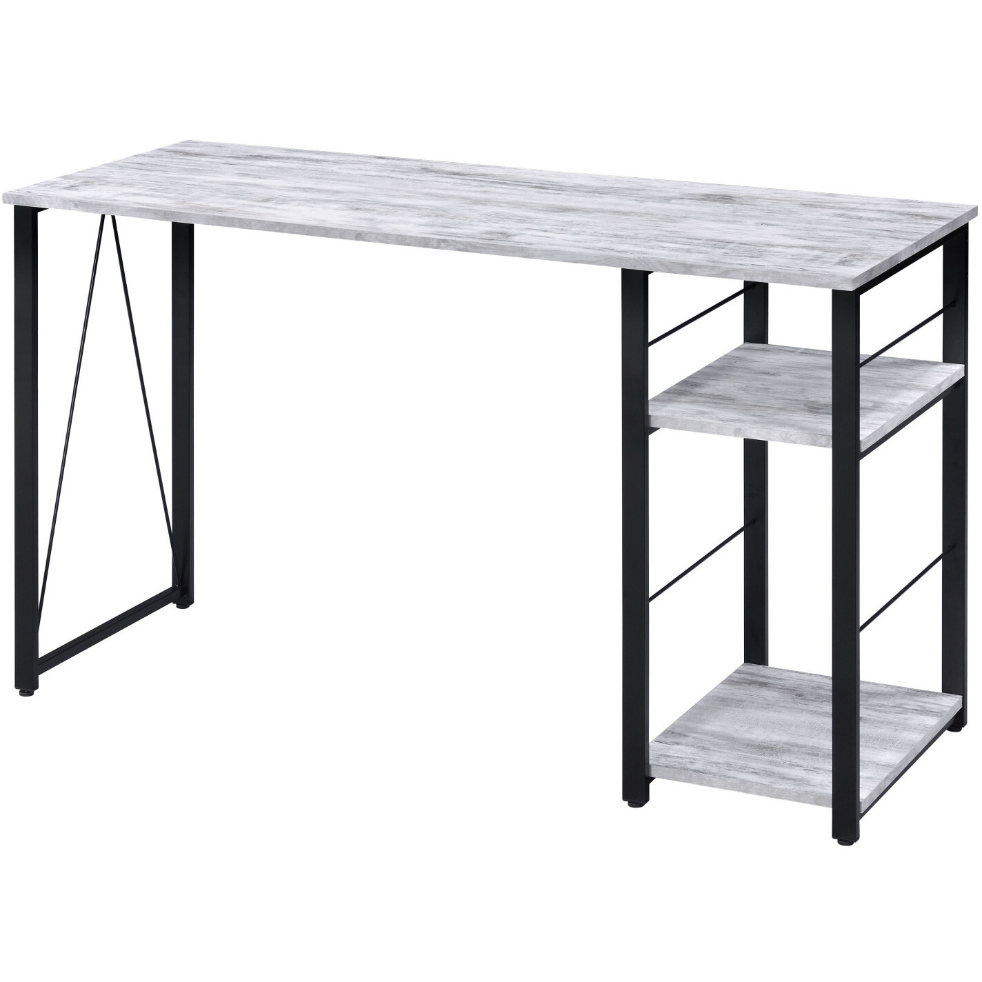 47"" Antiqued White And Black Writing Desk