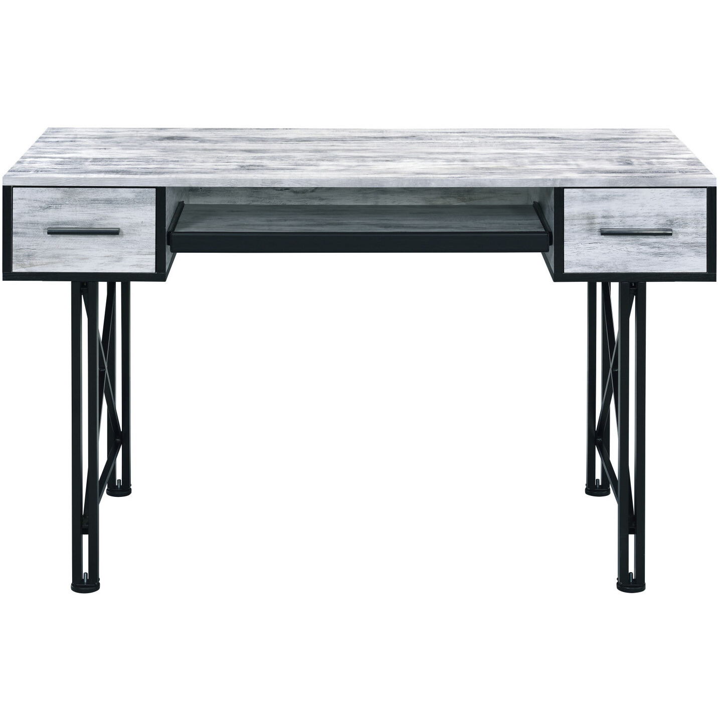 47"" Antiqued White And Black Computer Desk With Two Drawers