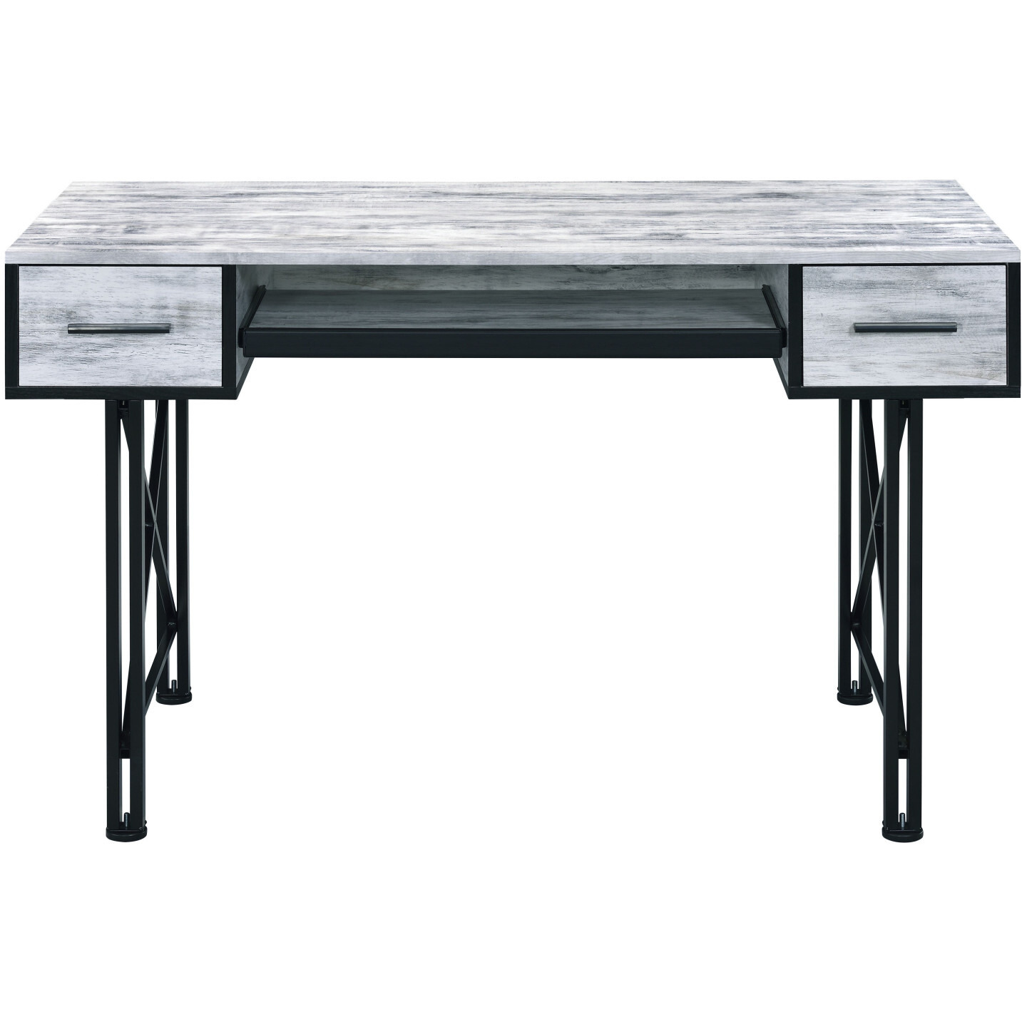 47"" Antiqued White And Black Computer Desk With Two Drawers
