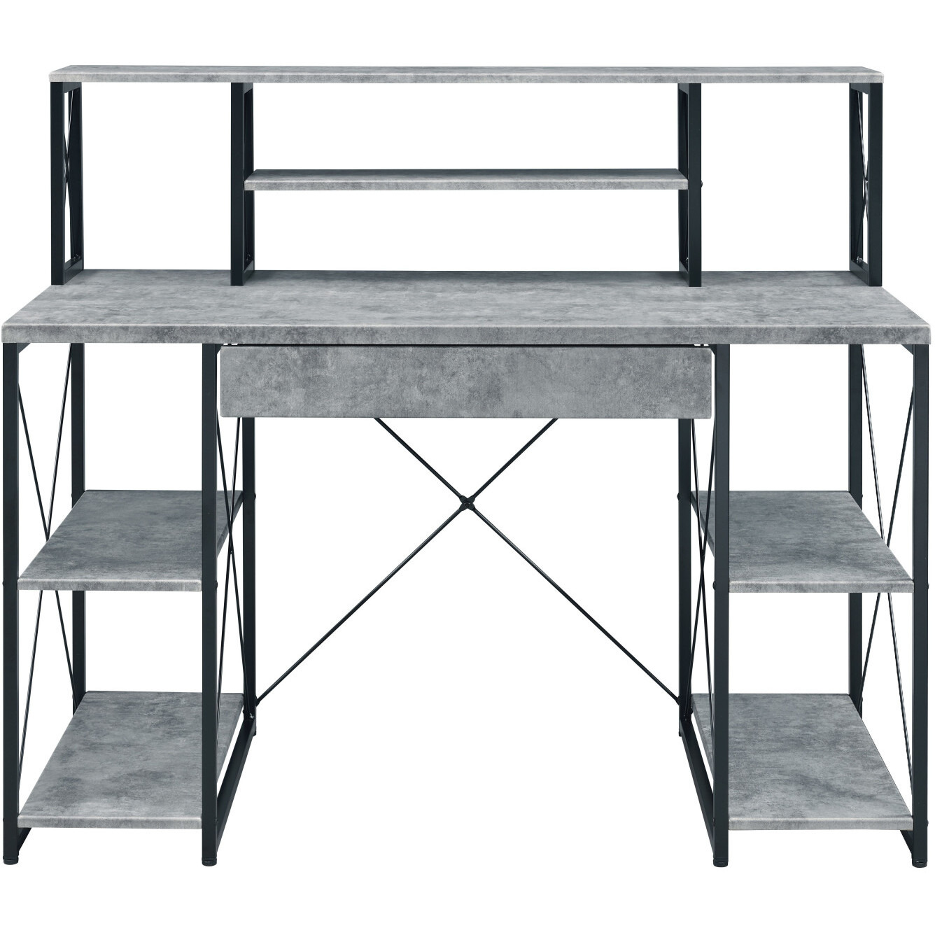 47"" Gray And Black And Black Computer Desk