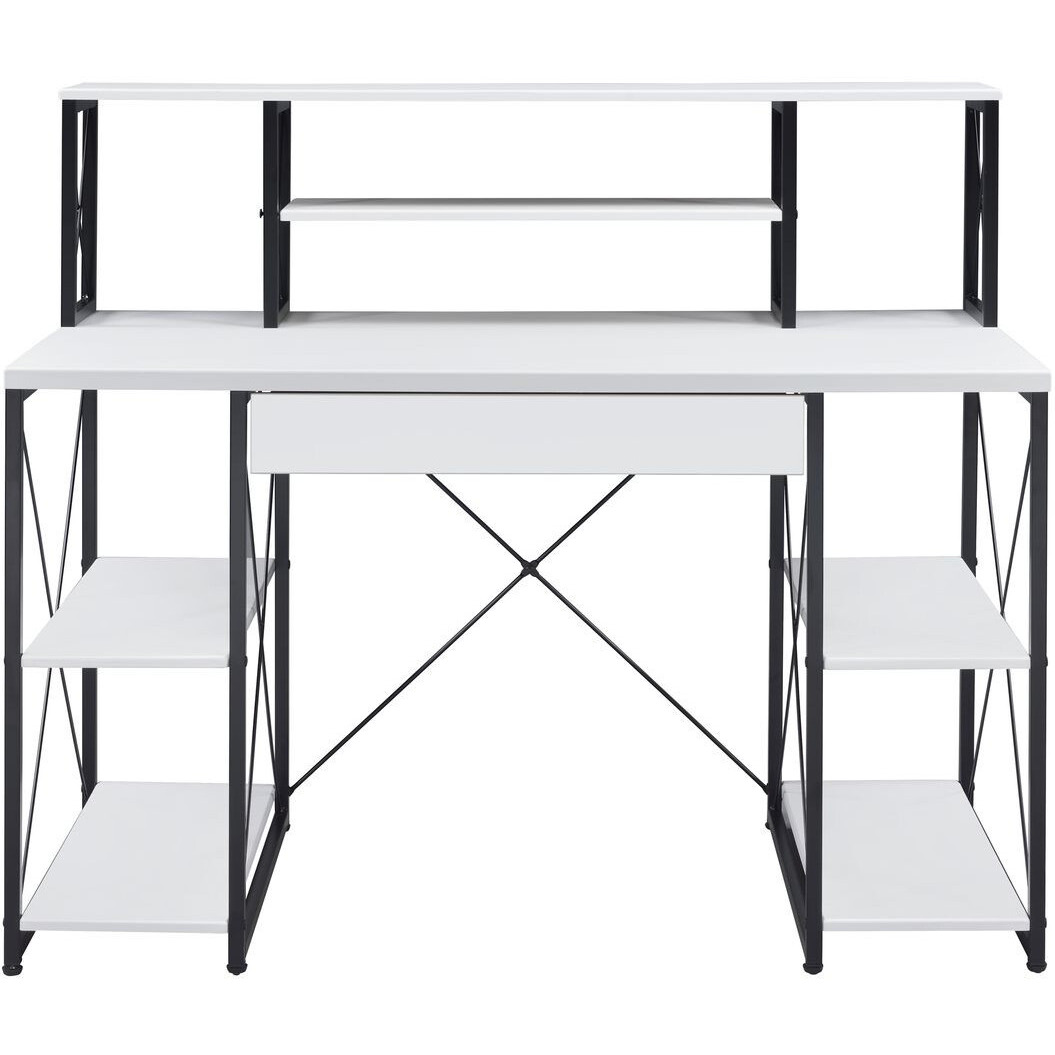 47"" White And Black Computer Desk