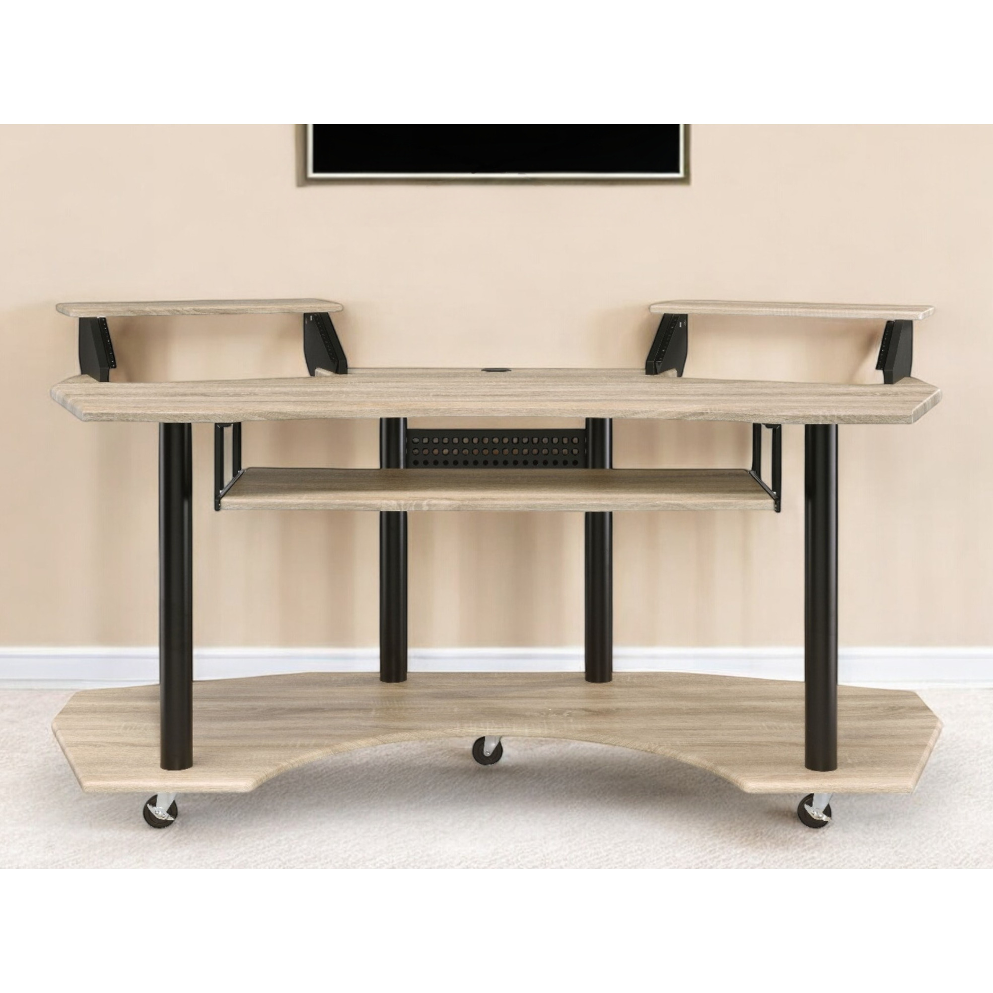 71"" Natural And Black Computer Desk