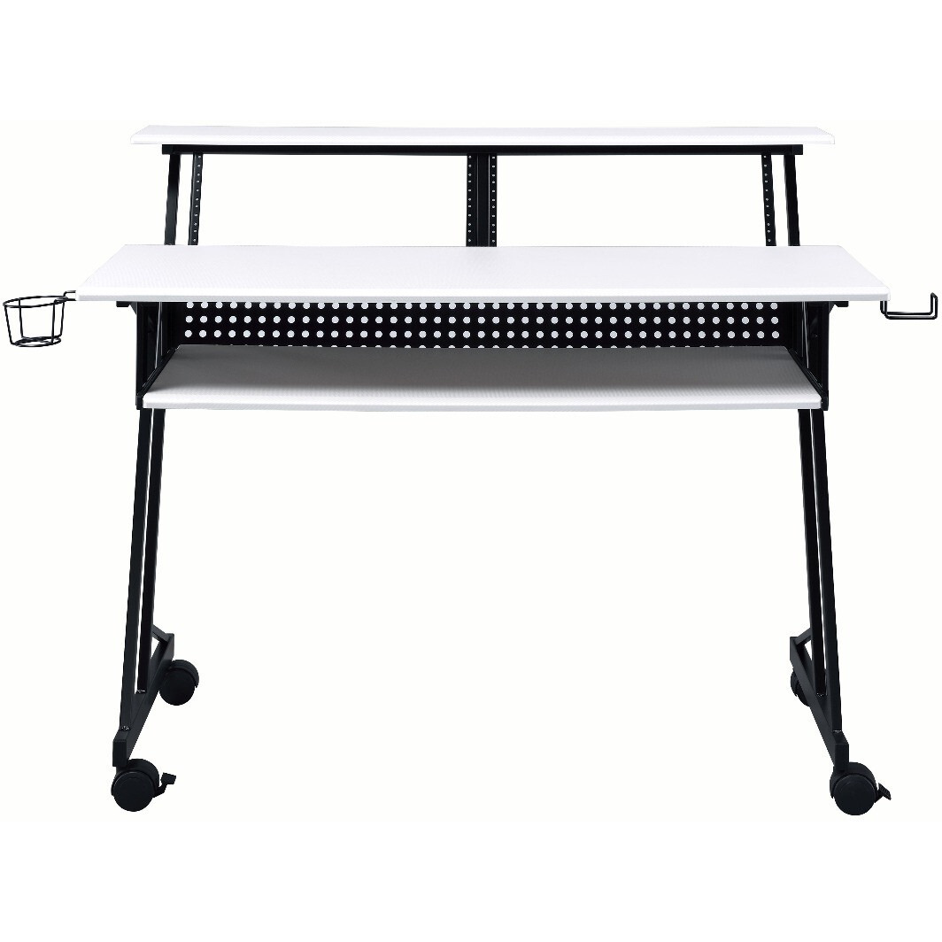 47"" White And Black Computer Desk