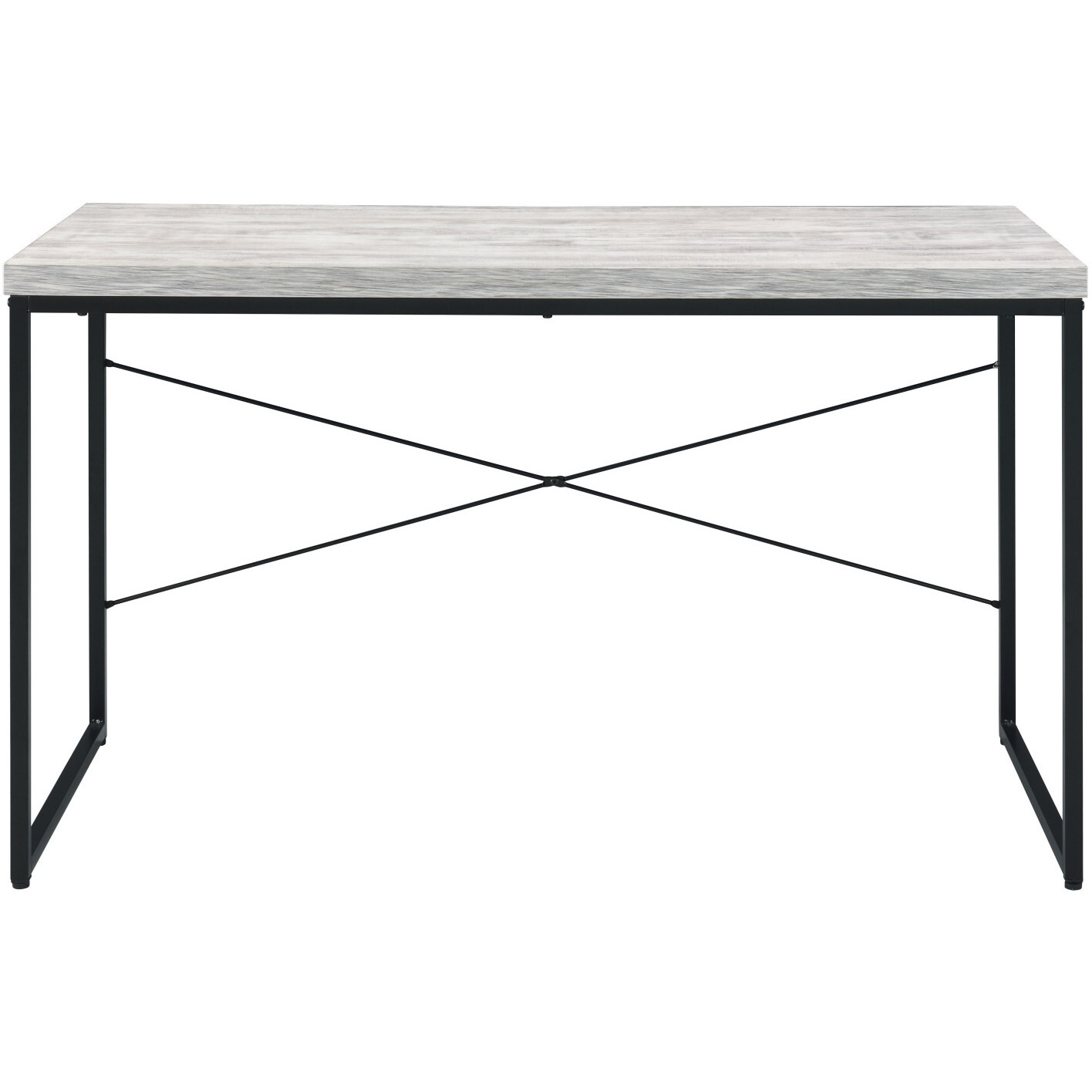 47"" Antiqued White And Black Writing Desk