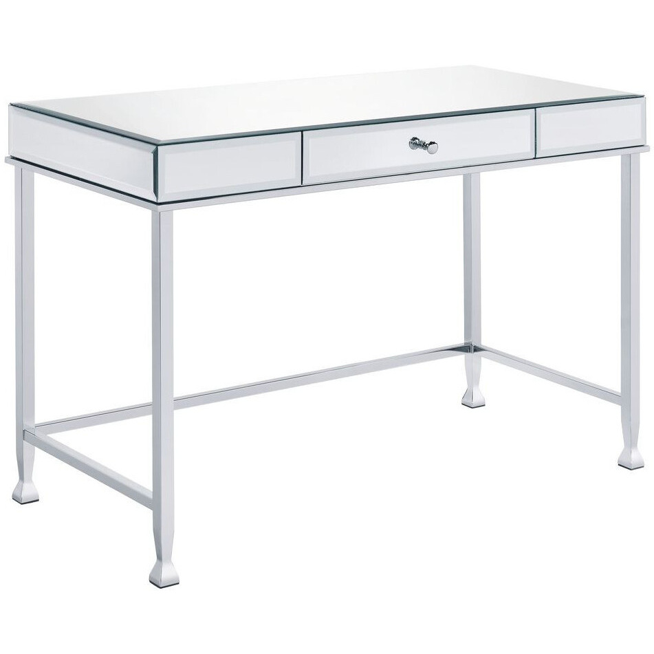 42"" Clear Mirrored Writing Desk
