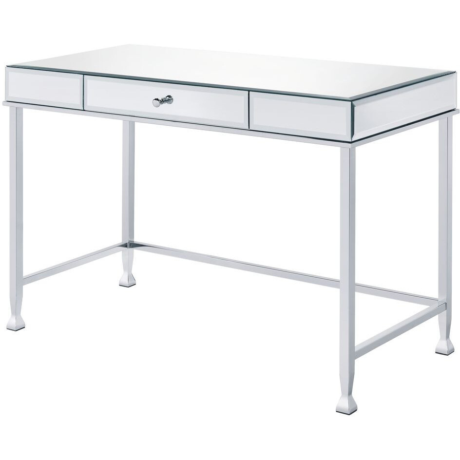 42"" Clear Mirrored Writing Desk
