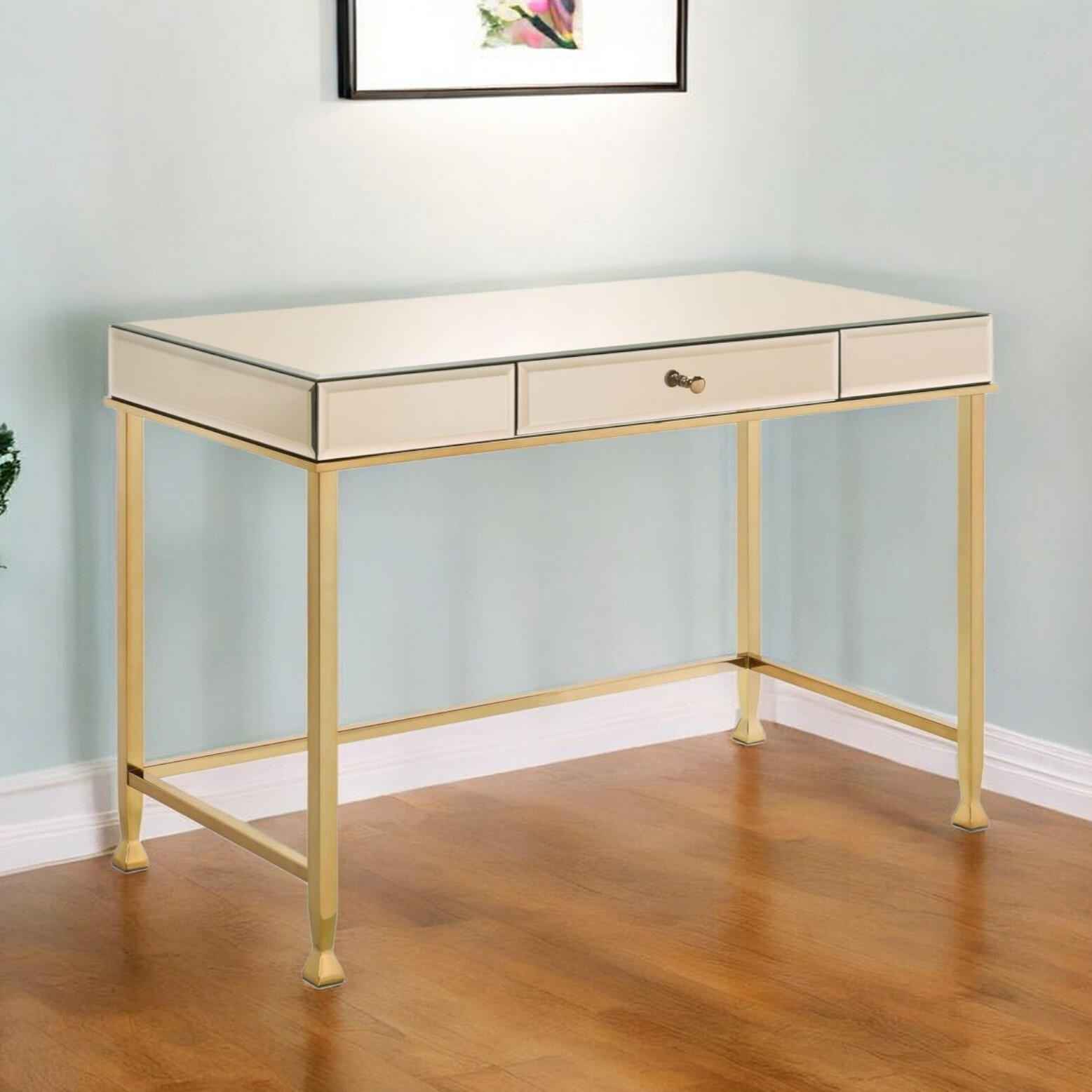 42"" Champagne Mirrored Writing Desk