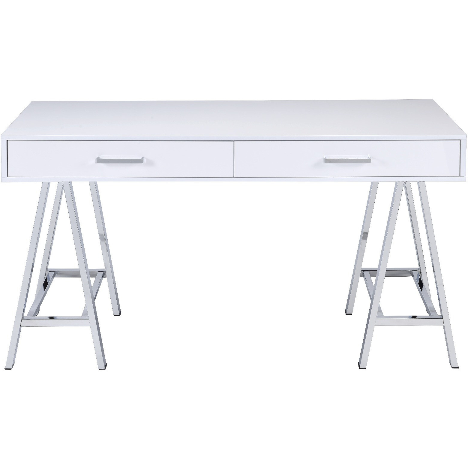 54"" White Writing Desk With Two Drawers