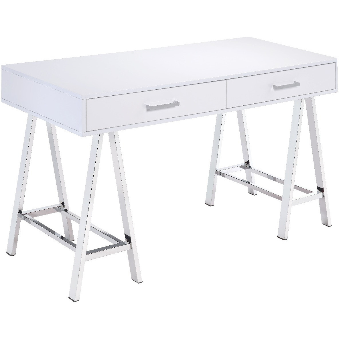 54"" White Writing Desk With Two Drawers