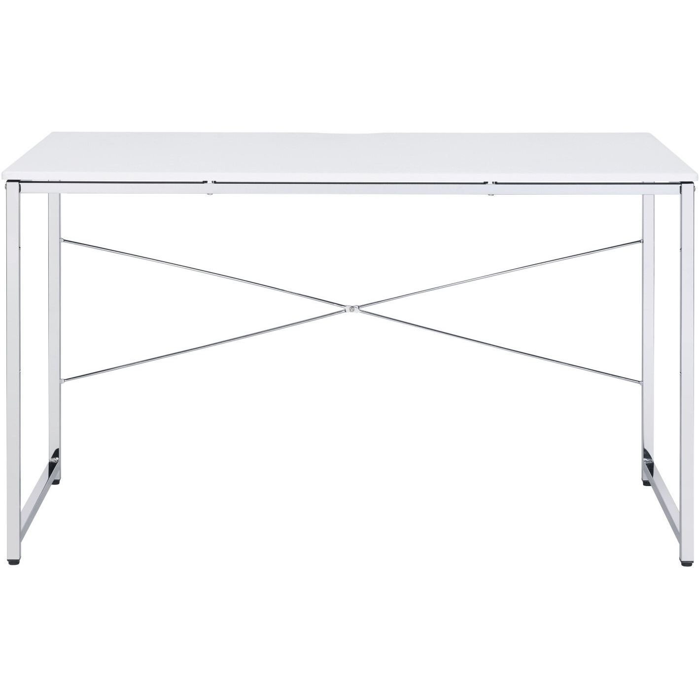 47"" White And Silver Writing Desk