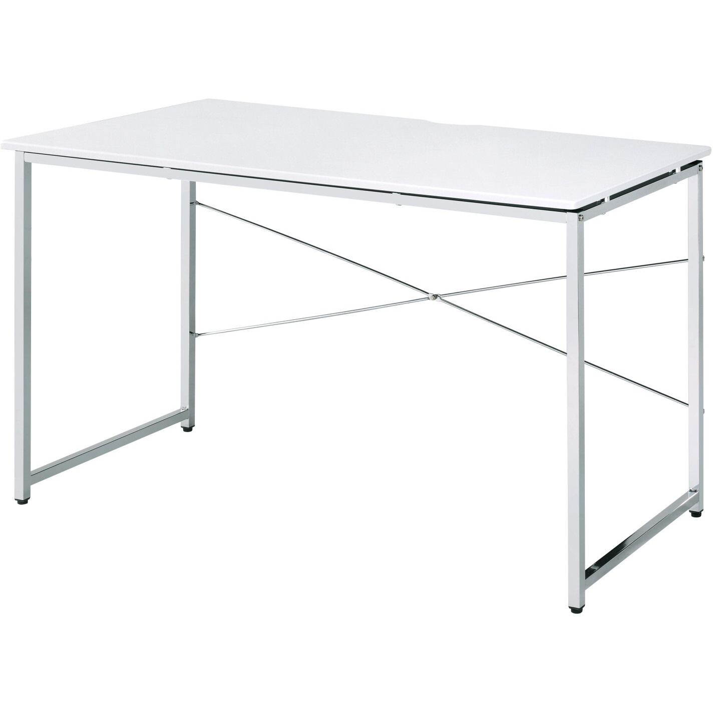 47"" White And Silver Writing Desk