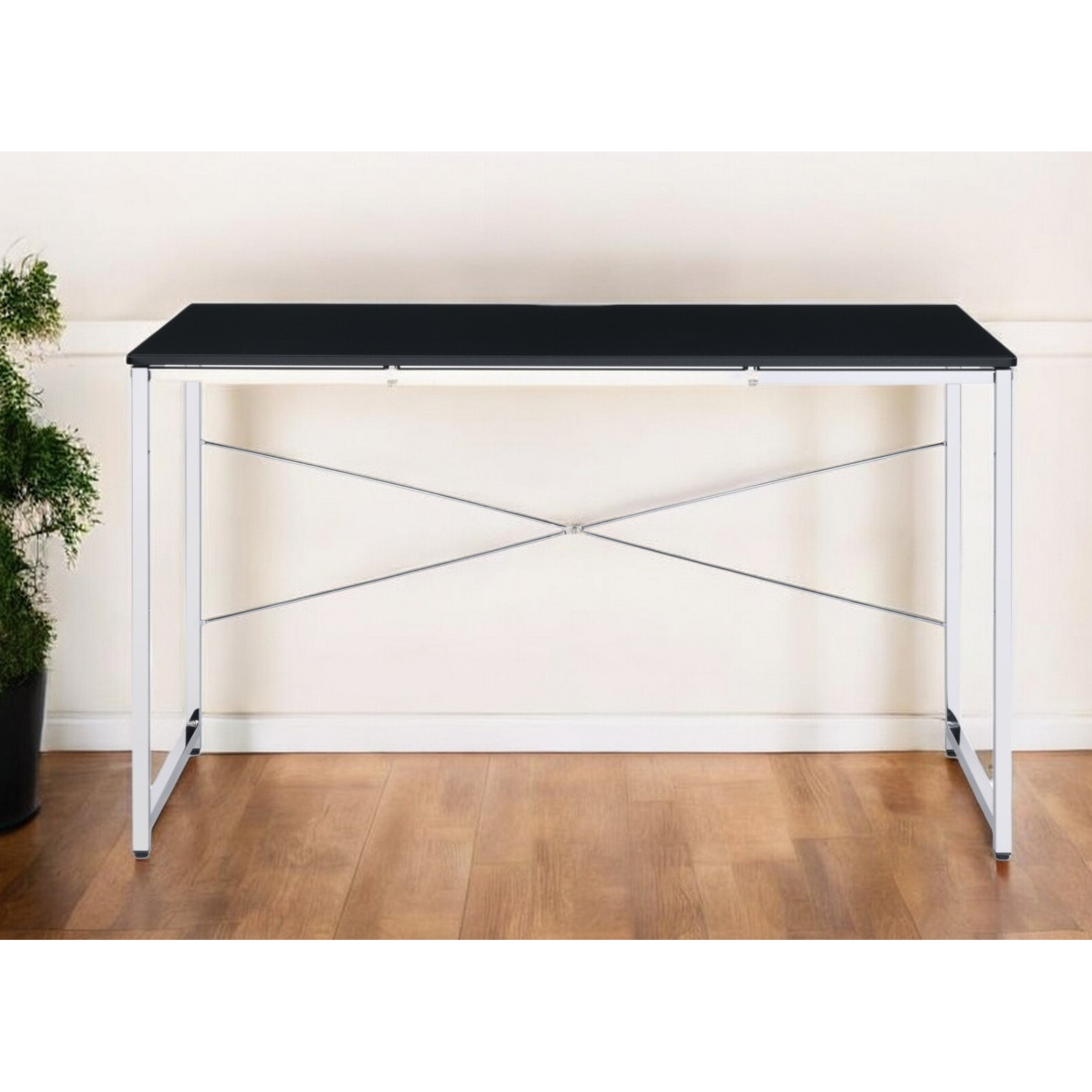 47"" Black And Silver Writing Desk