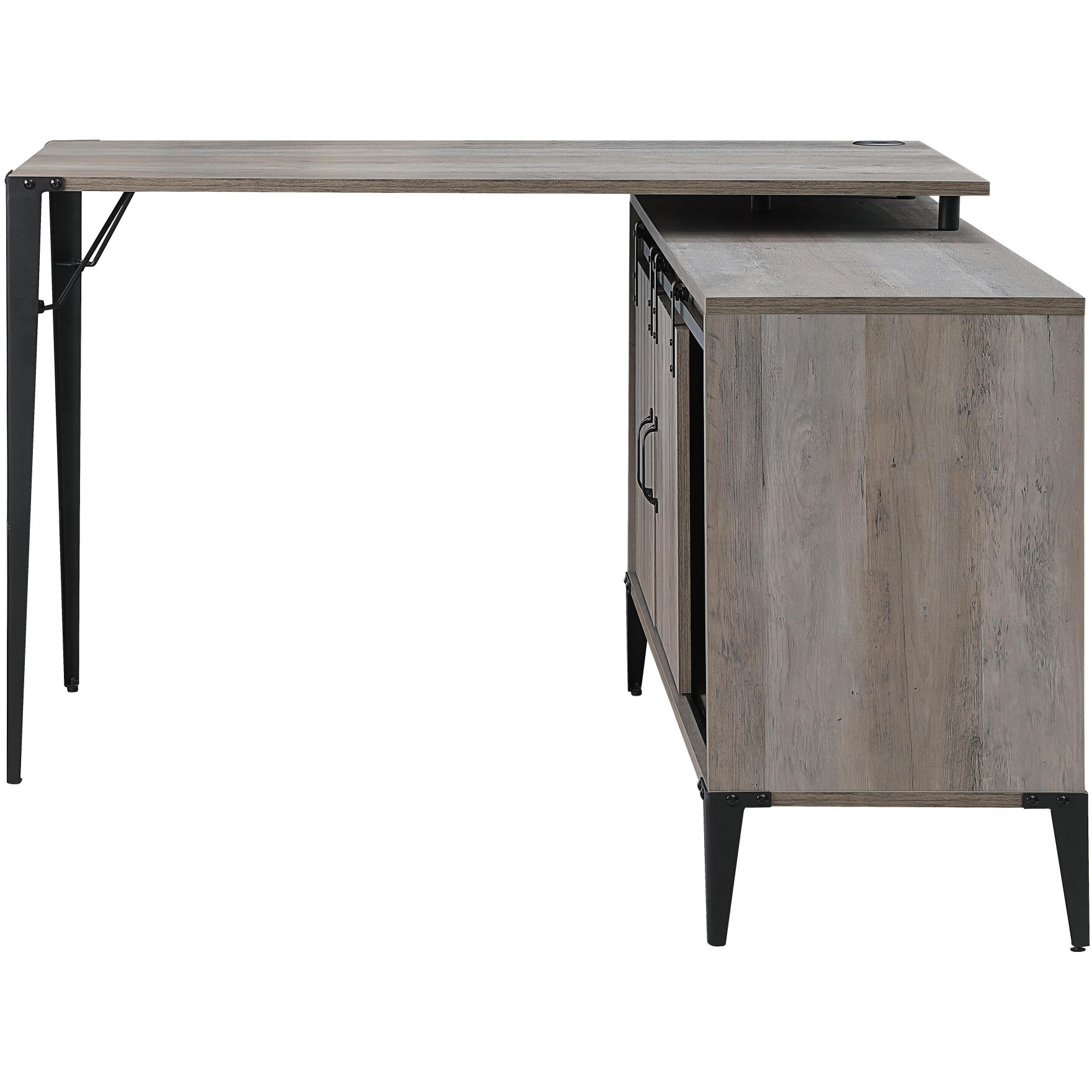 48"" Gray And Black L Shape Writing Desk