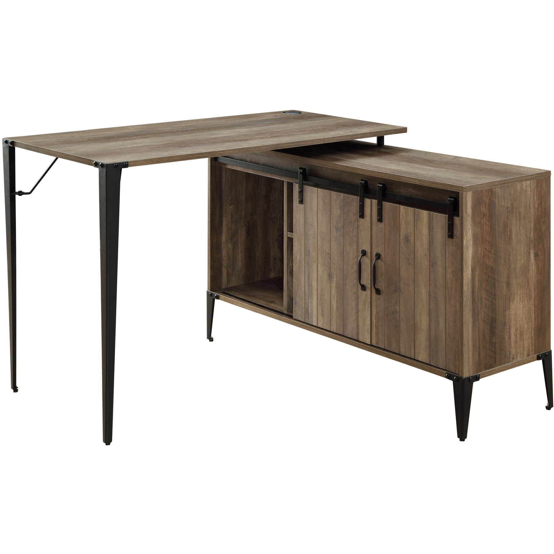 48"" Brown And Black L Shape Writing Desk