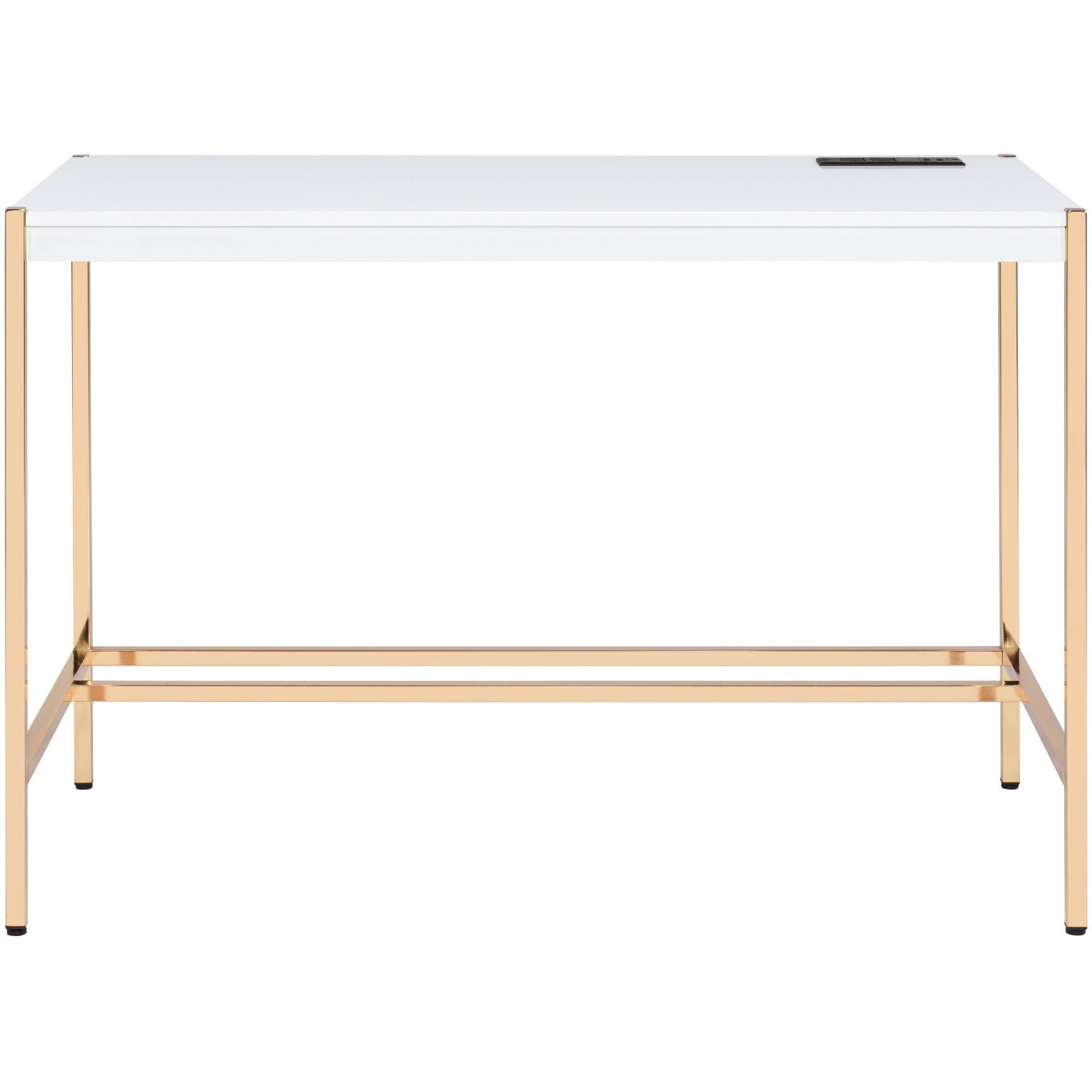 42"" White And Gold Writing Desk