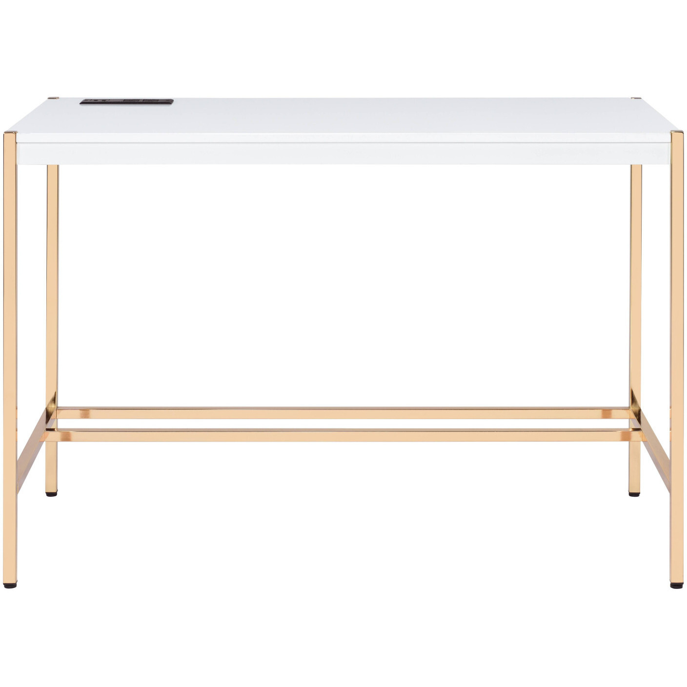 42"" White And Gold Writing Desk