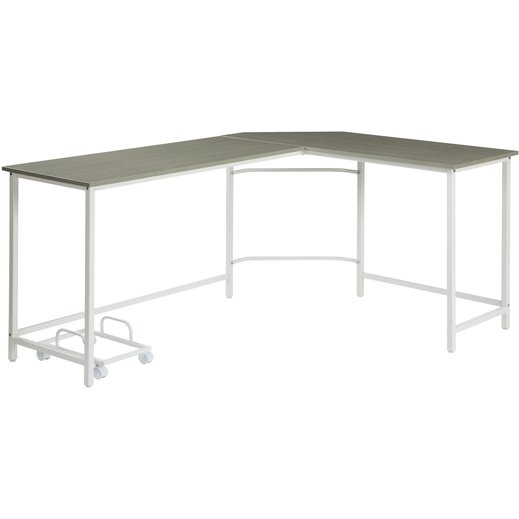 66"" Gray And White L Shape Computer Desk